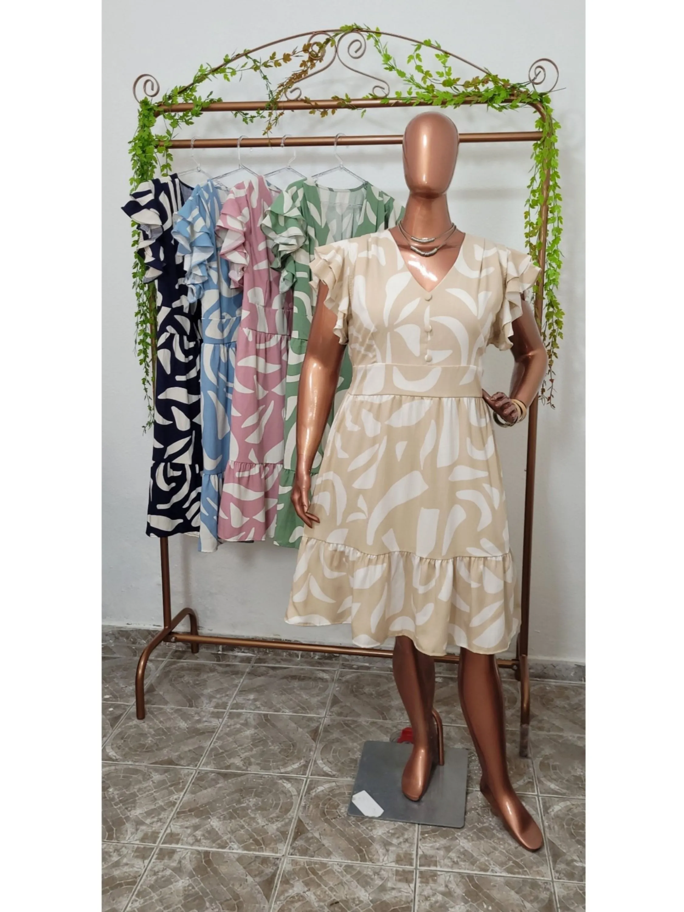 Vestido Manga Babado Duplo