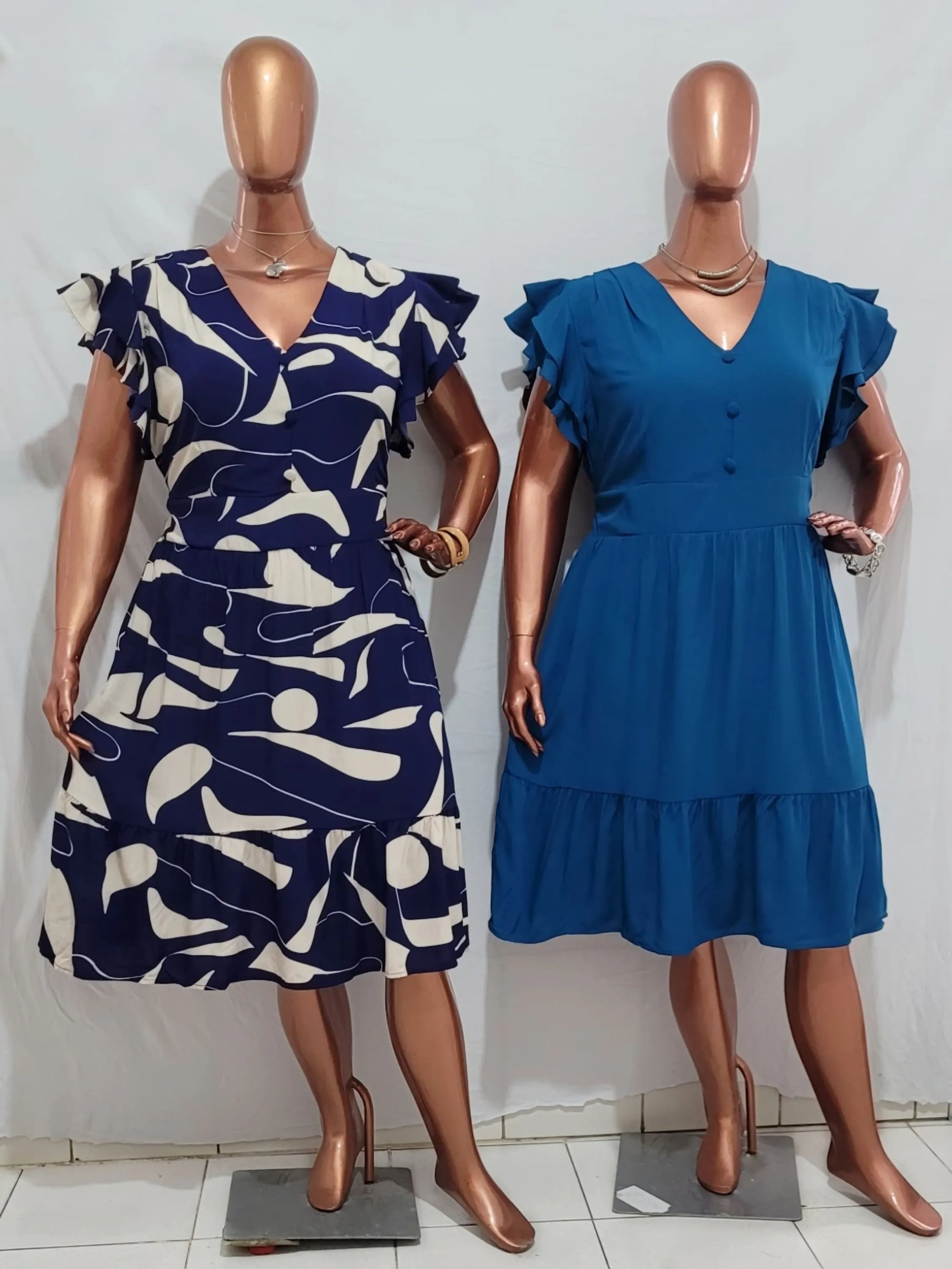 Vestido Manga Babado Duplo