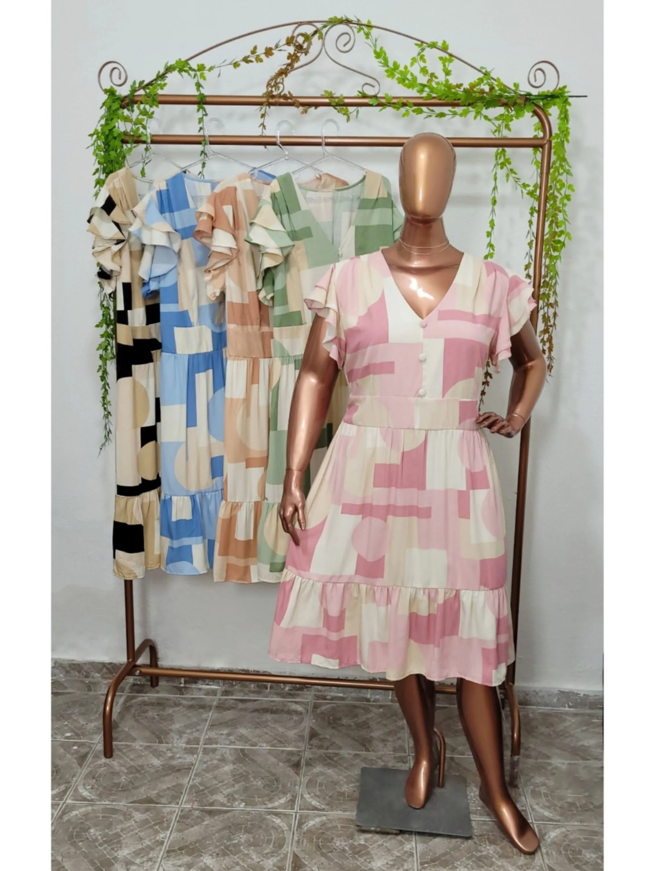 Vestido Manga Babado Duplo