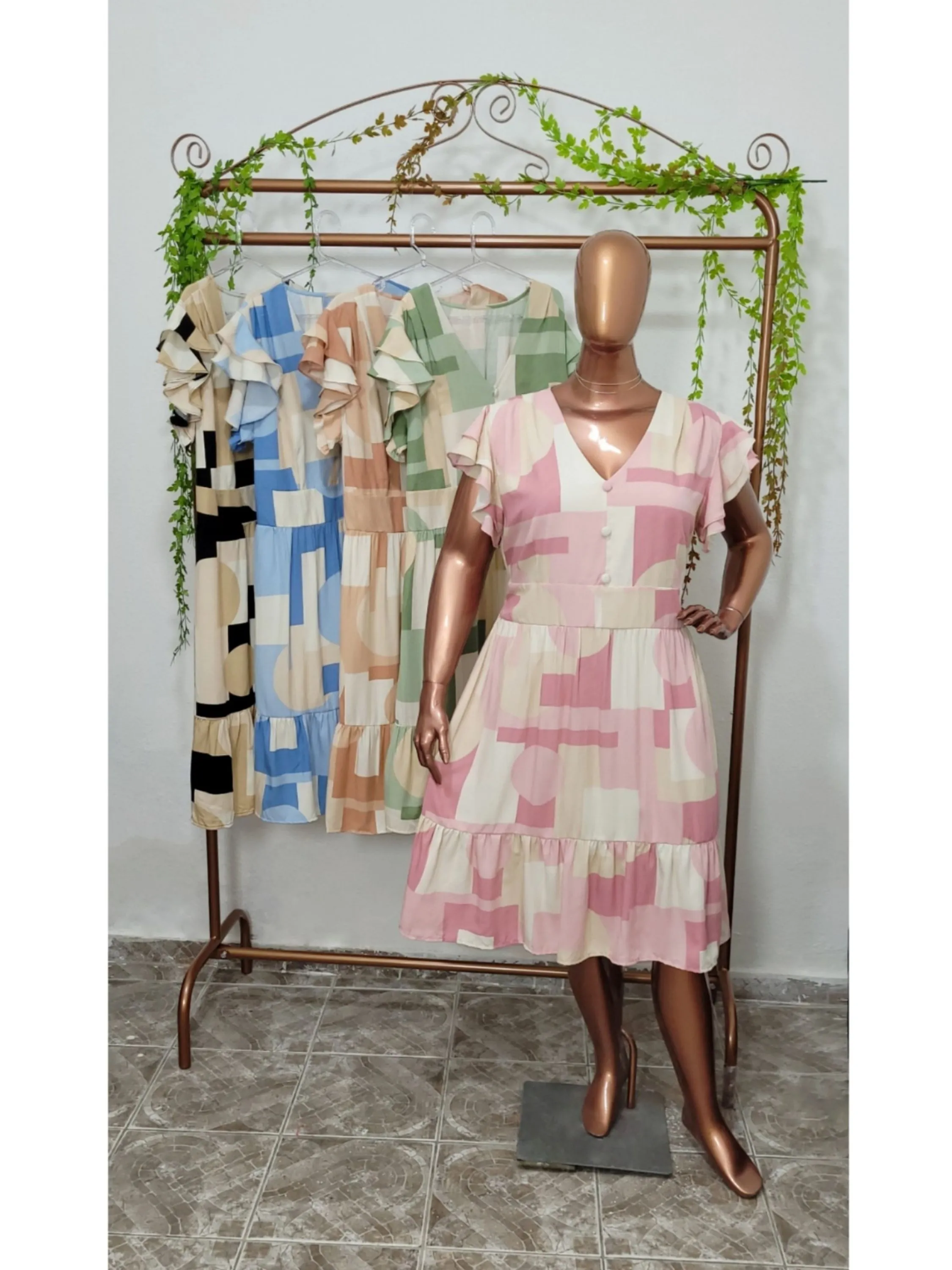 Vestido Manga Babado Duplo