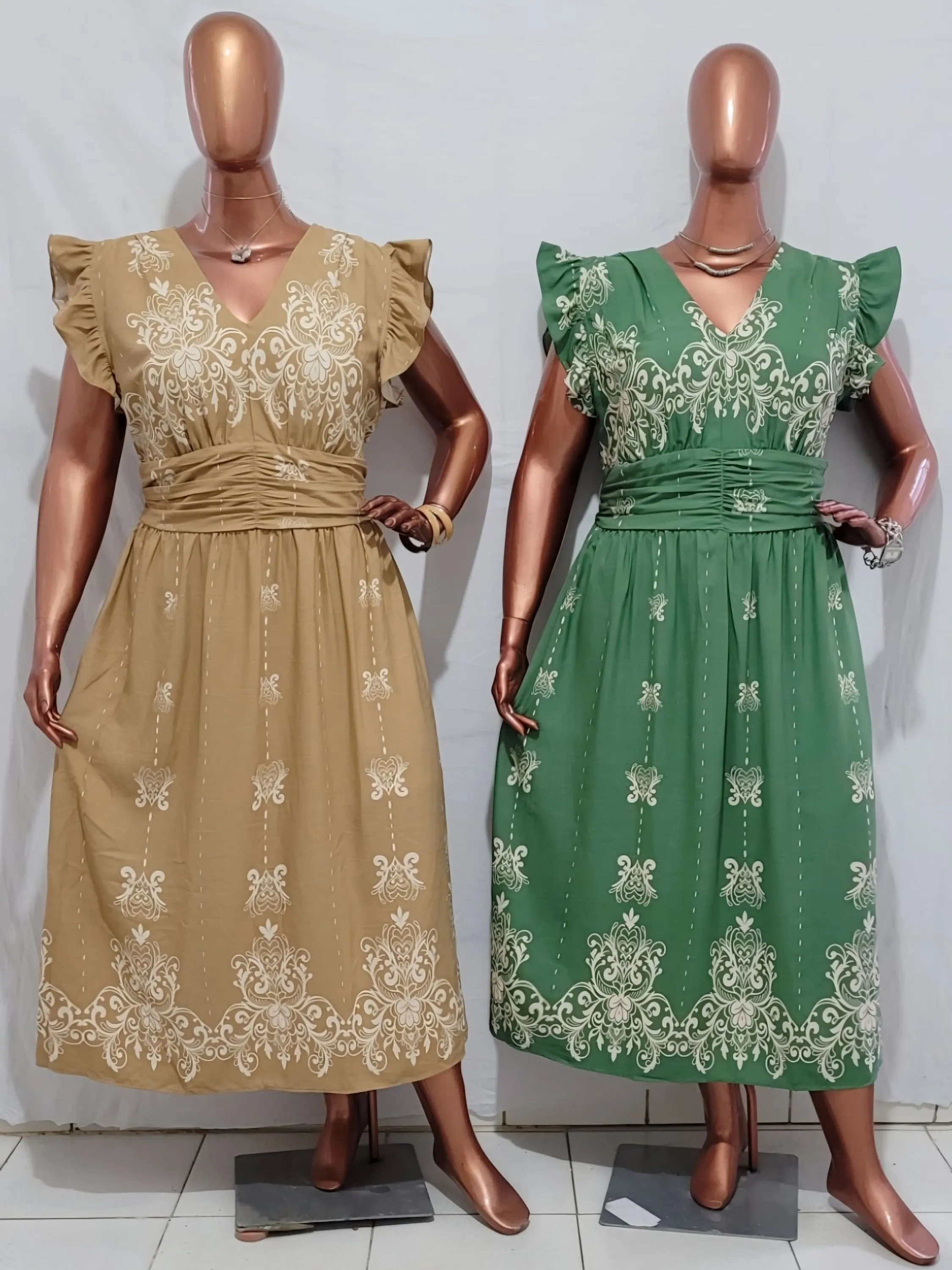 Vestido Manga Babado Midi