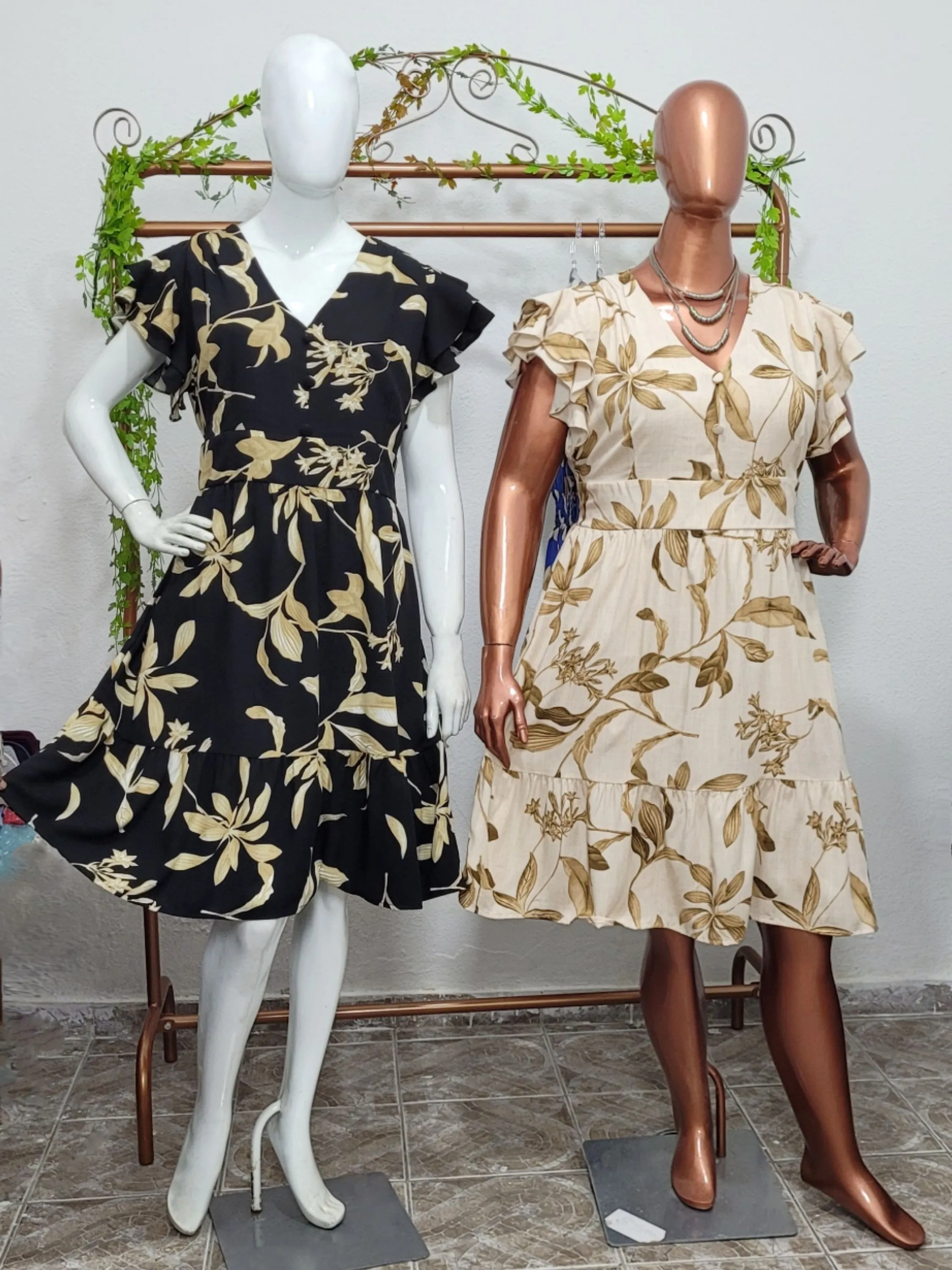 Vestido Manga Babado Duplo