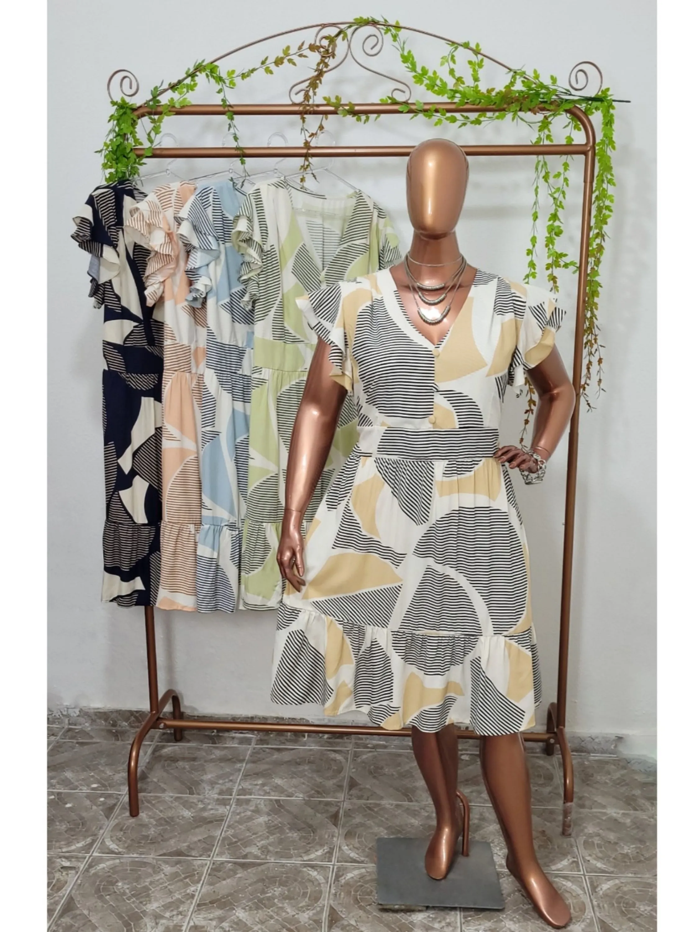 Vestido Manga Babado Duplo