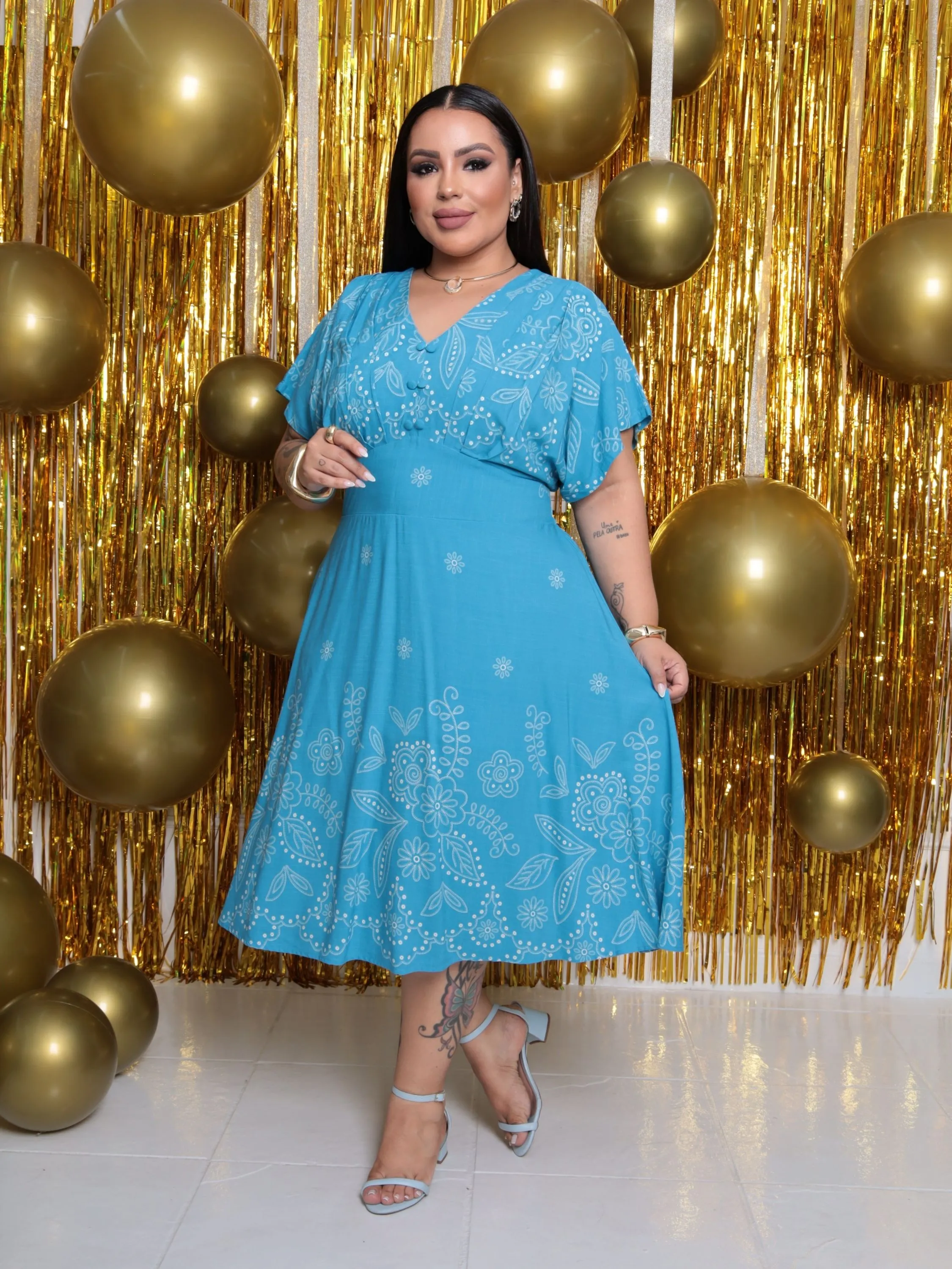 Vestido Manga Morcego (ESTAMPA NOVA)