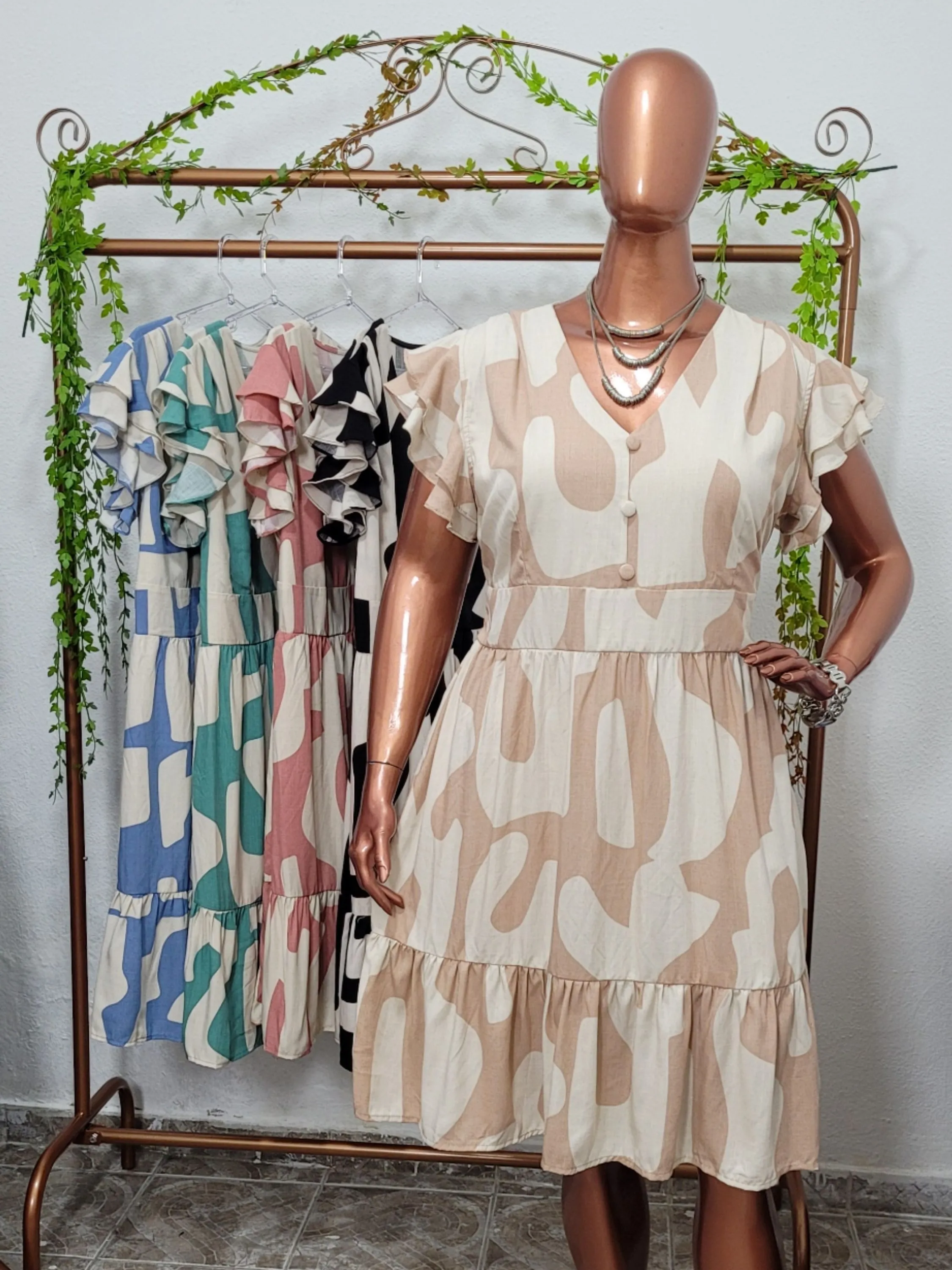 Vestido Manga Babado Duplo