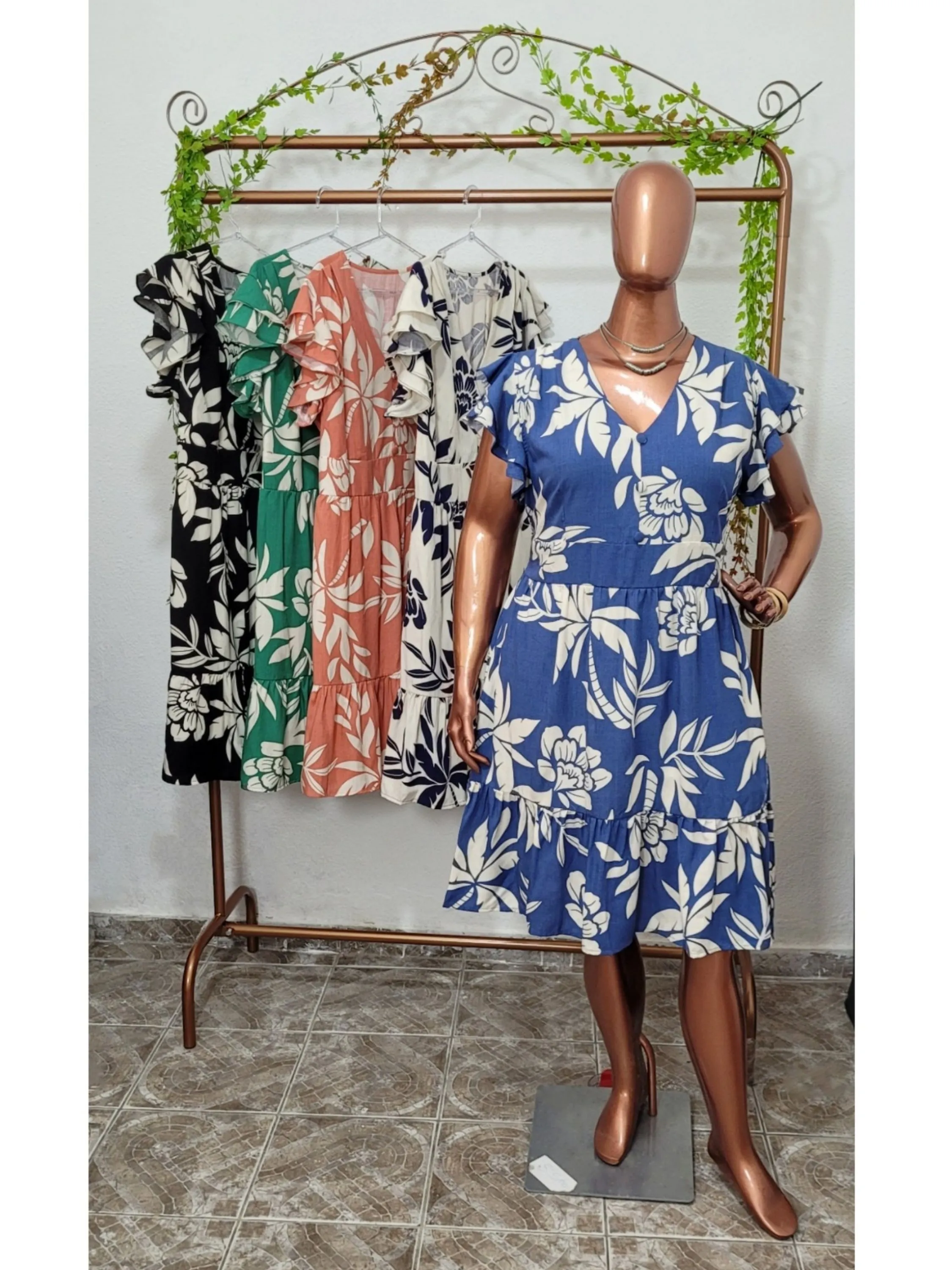 Vestido Manga Babado Duplo