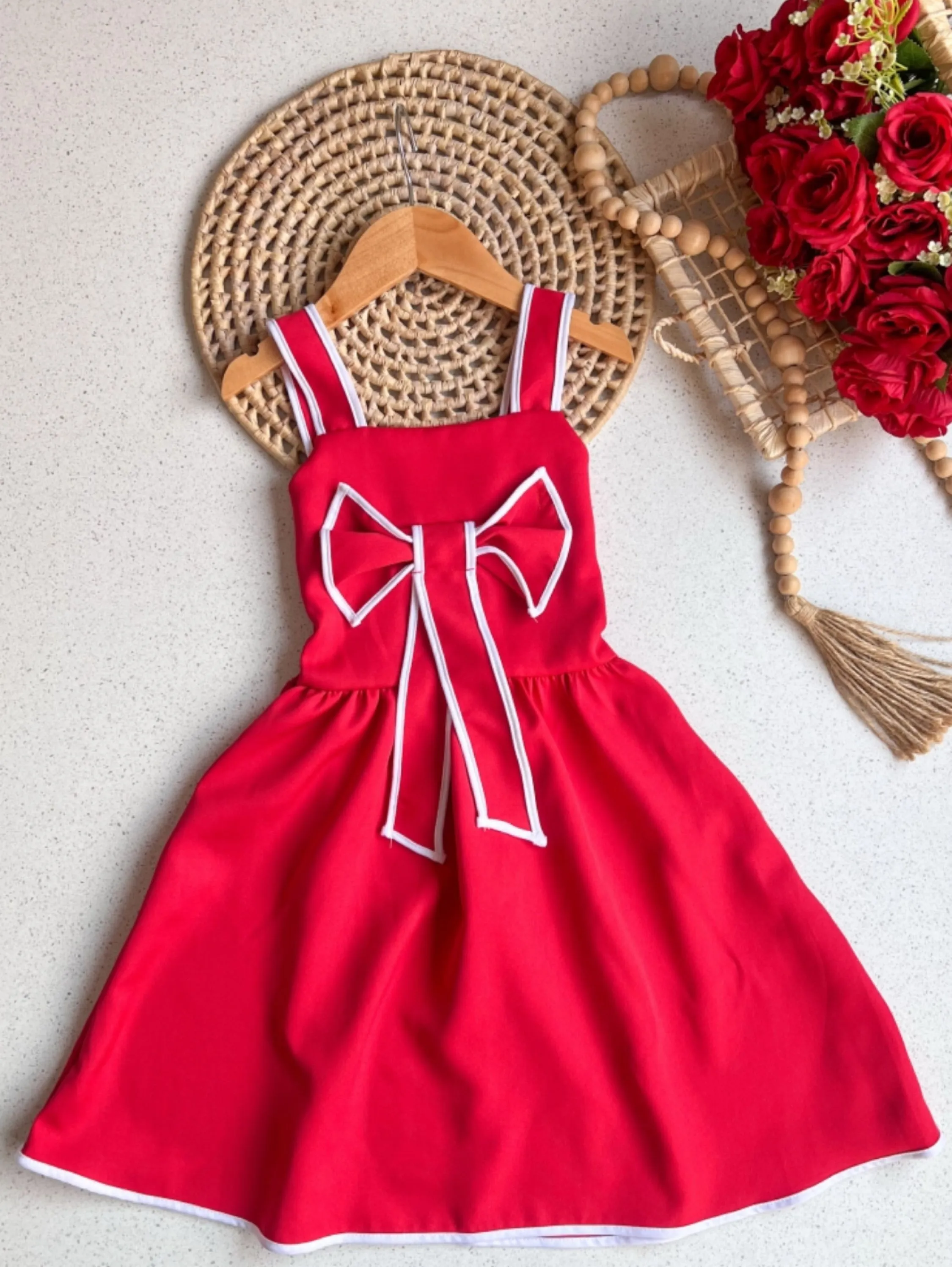 Vestido Bicolor Laço Infantil