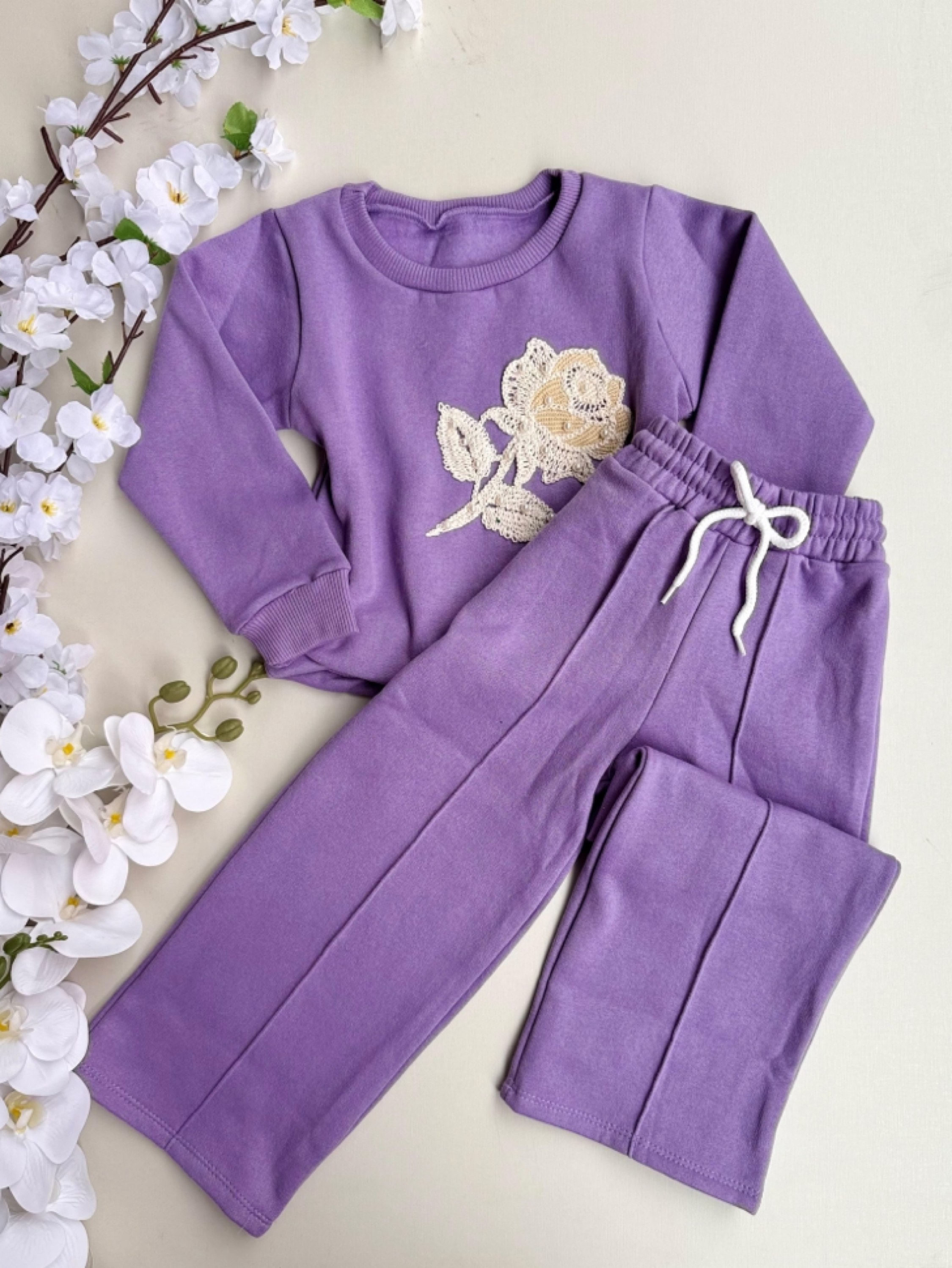 Conjunto Moletom Flor Infantil