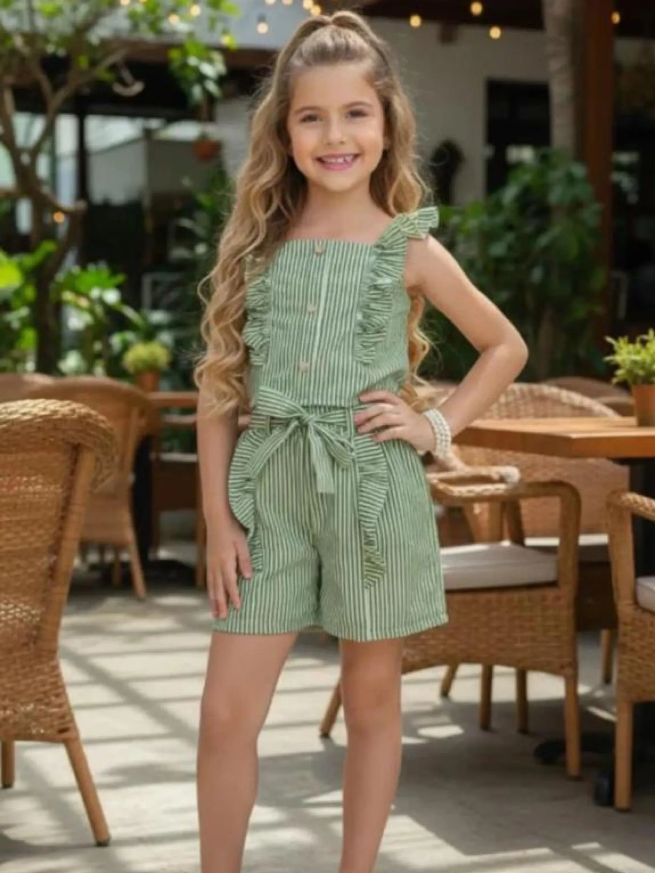 Conjunto listrado shorts Infantil