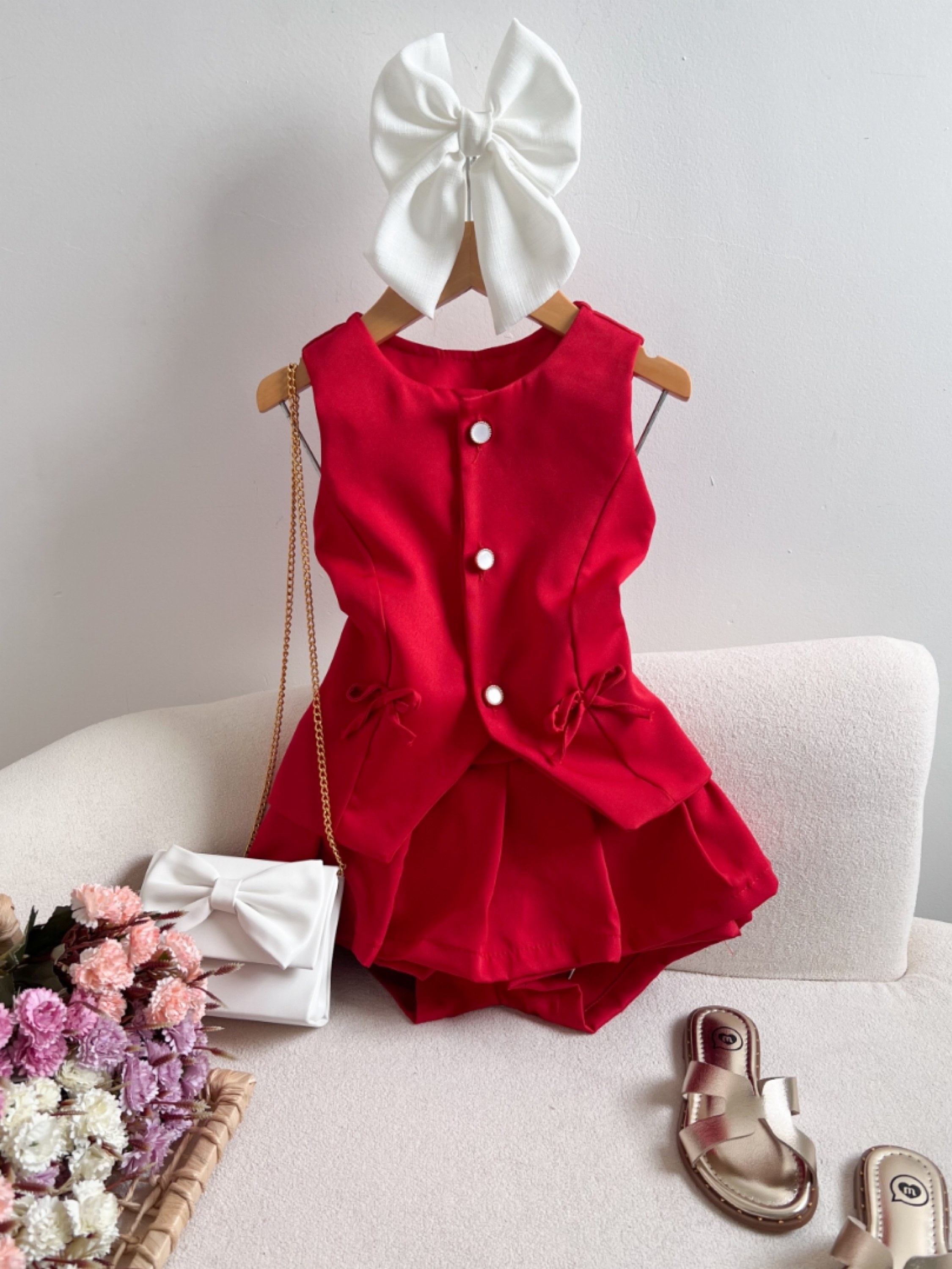 Conjunto Colete Botões Infantil