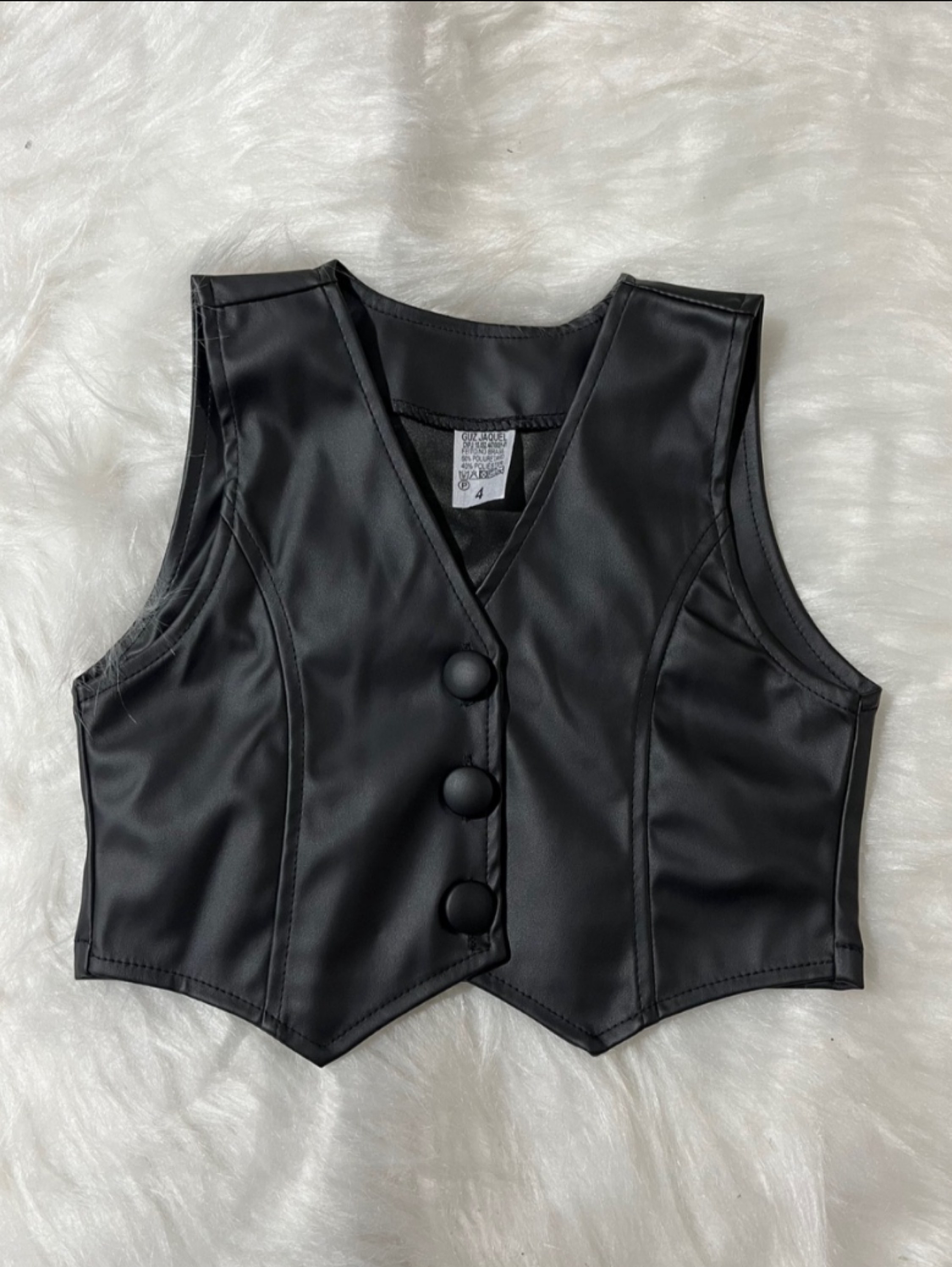 Colete Couro Fake Infantil/Juvenil