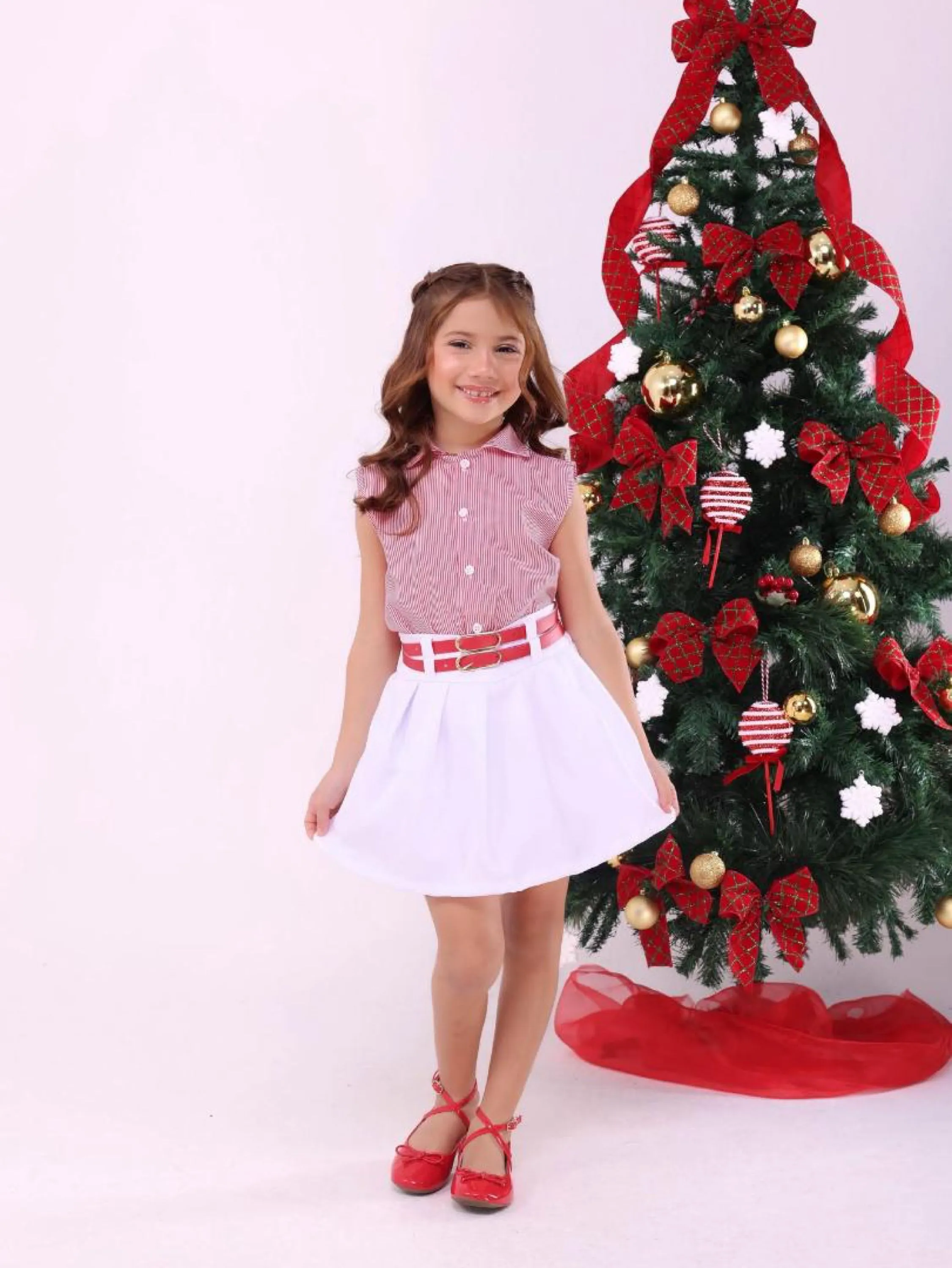 Conjunto listrado Cinto duplo Infantil