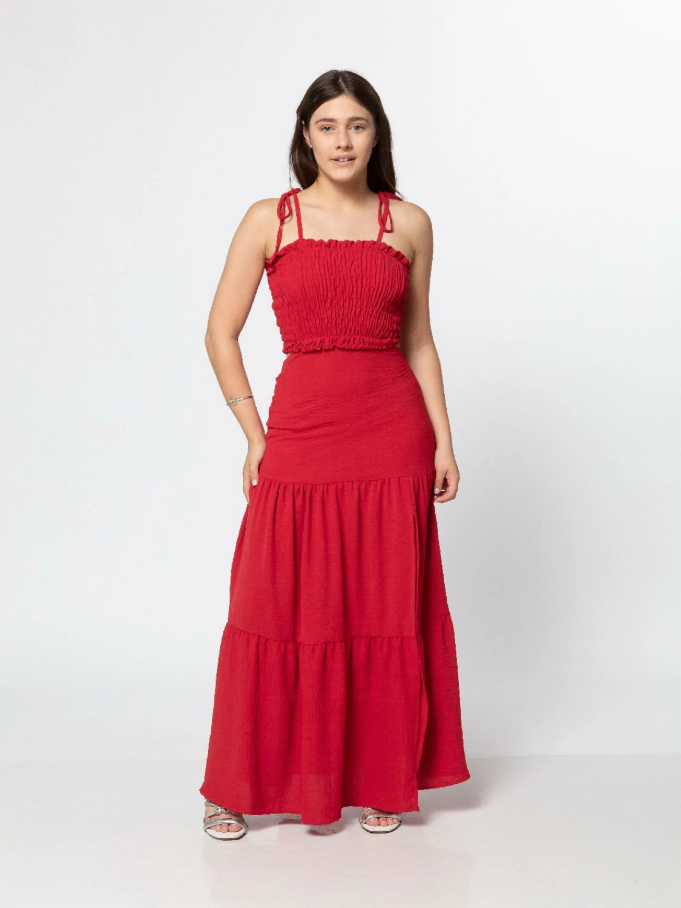 Vestido longo fenda Juvenil