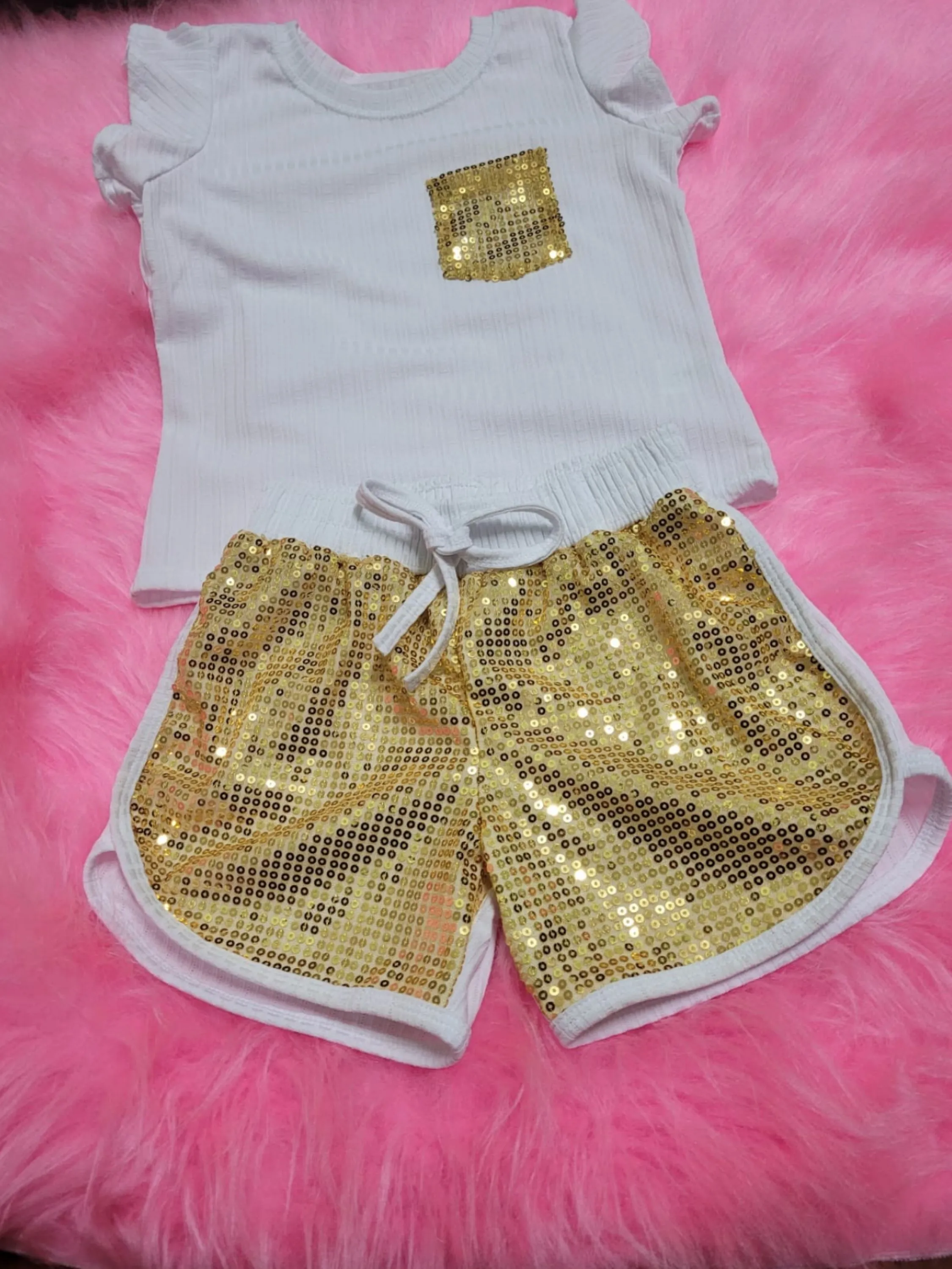 Conjunto Shorts Paetê Infantil