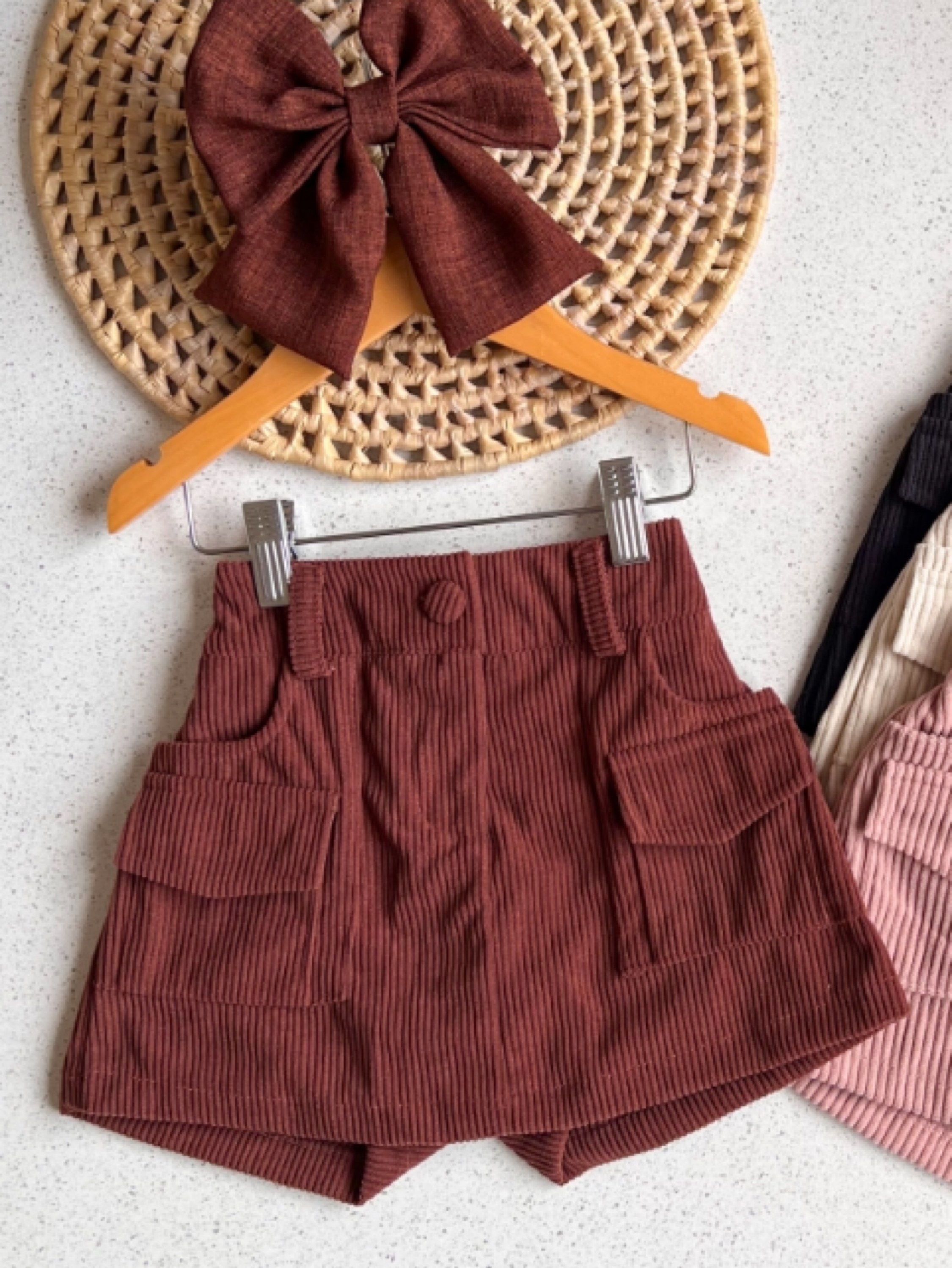 Shorts Saia Cotelê Cargo Infantil