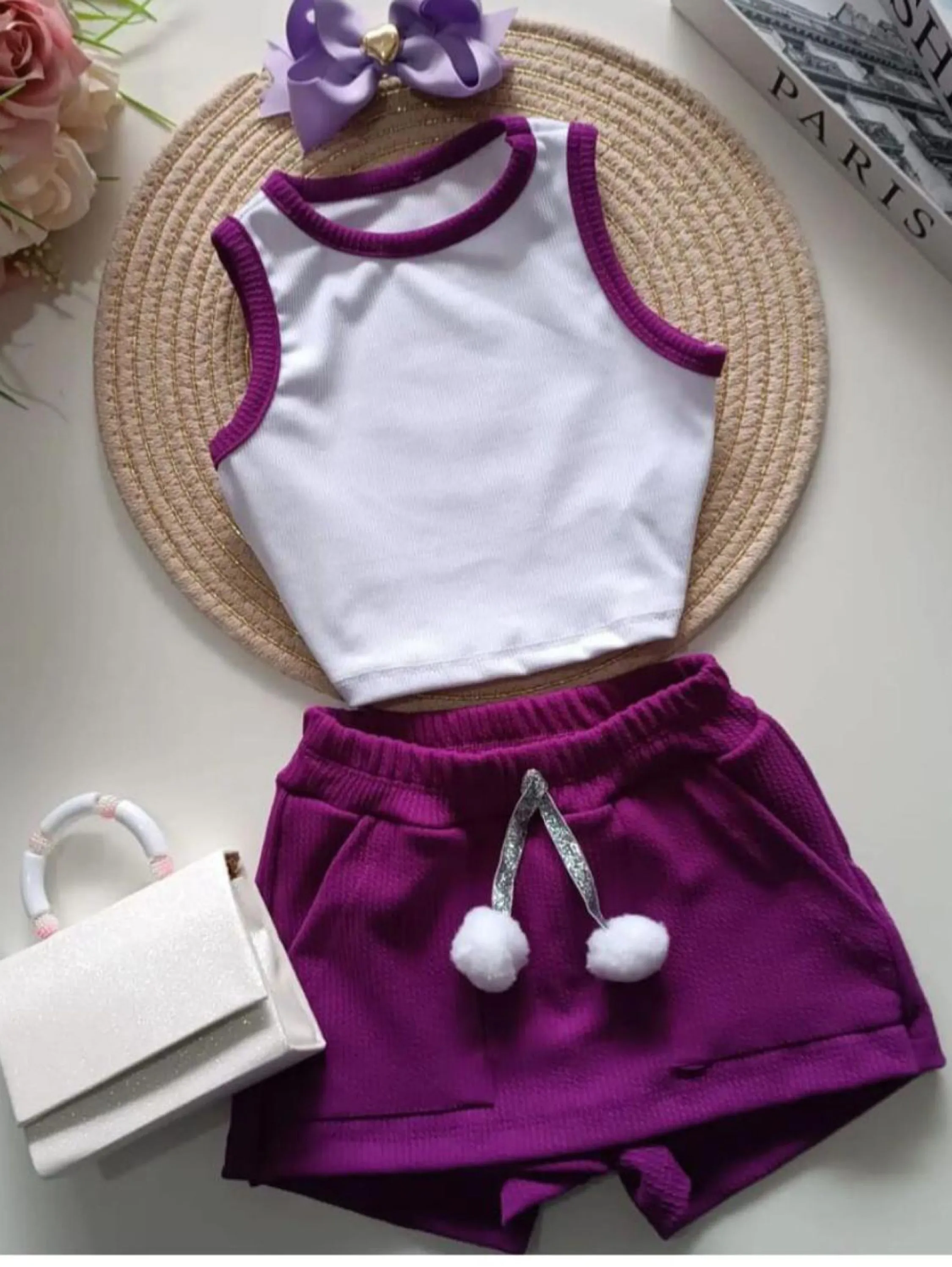 Conjunto Short Saia e Cropped Infantil