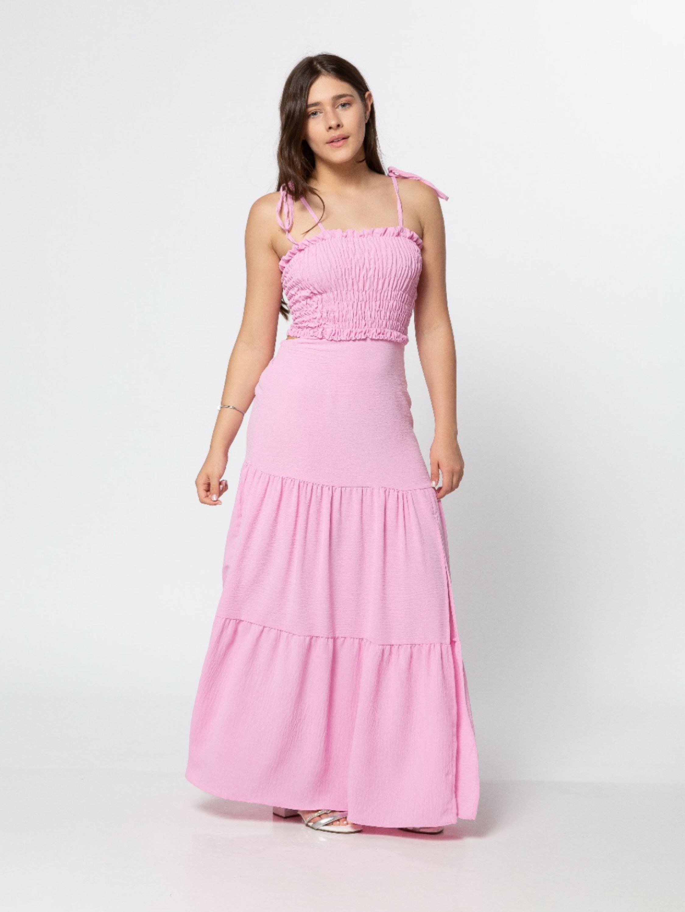 Vestido longo fenda Juvenil