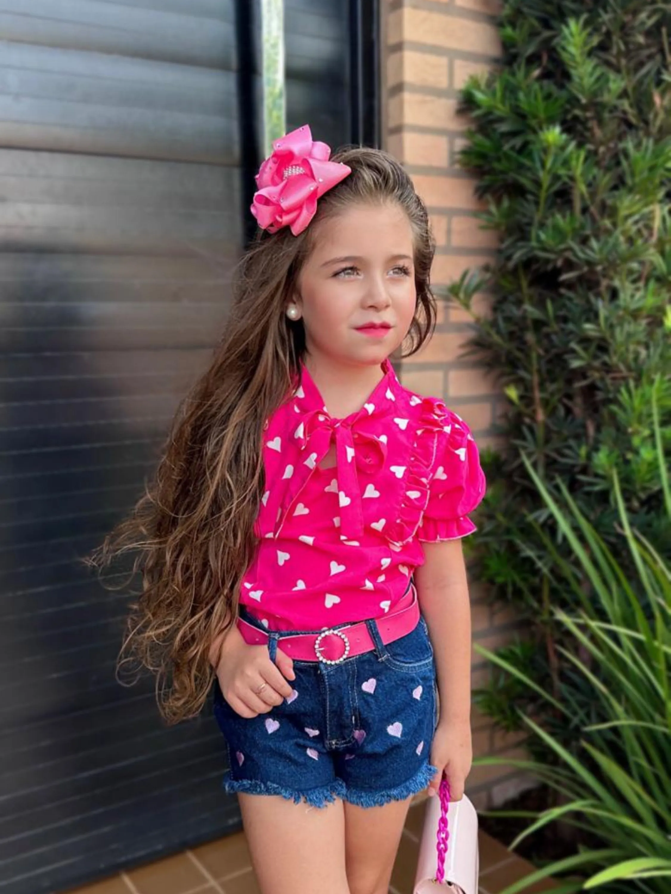 Cropped camisa laço infantil