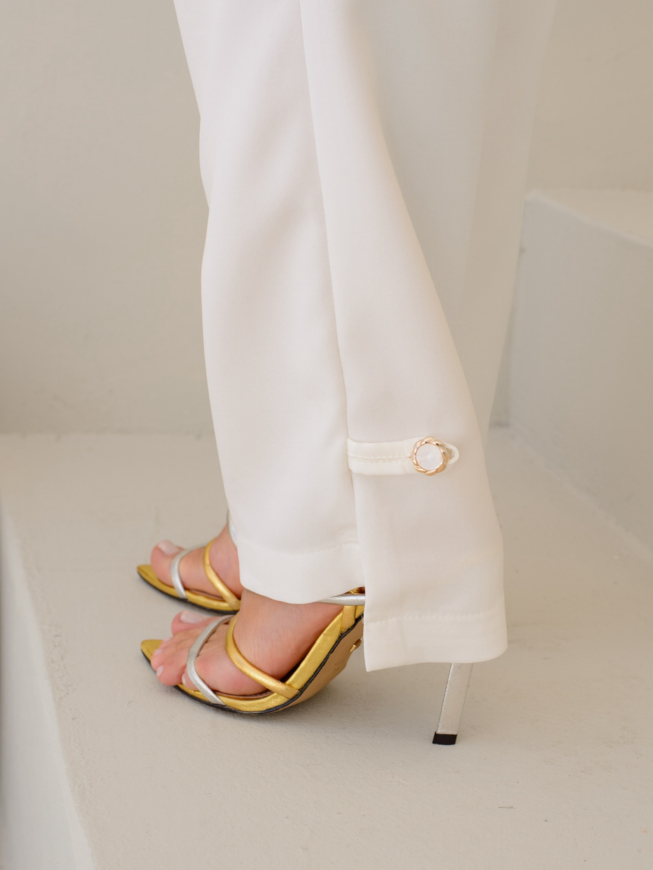 Calça Alfaiataria Feminina Escritório Bolsos Cintura Alta