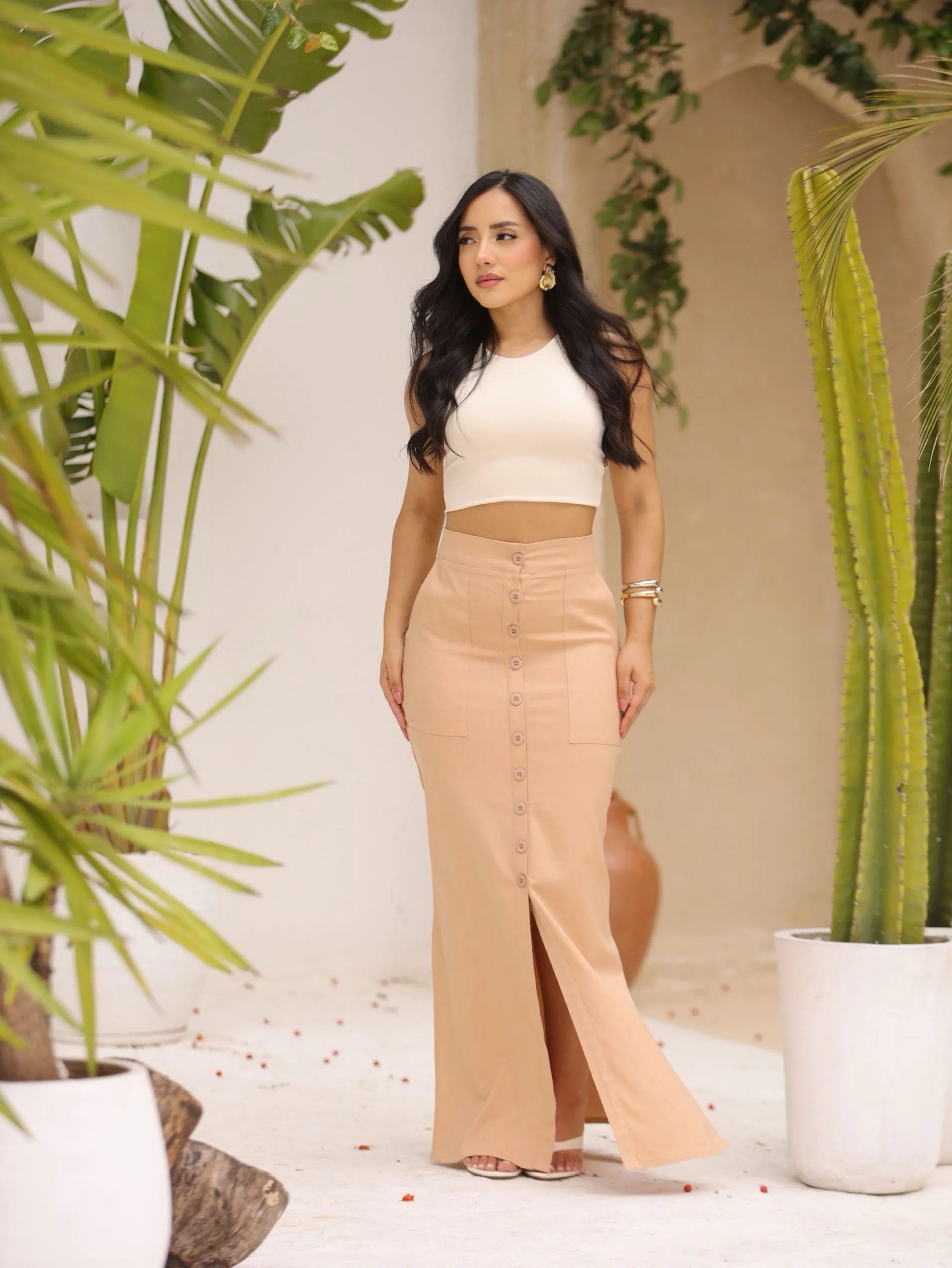 Saia Feminina De Linho Longa Com Forro Moda Modesta