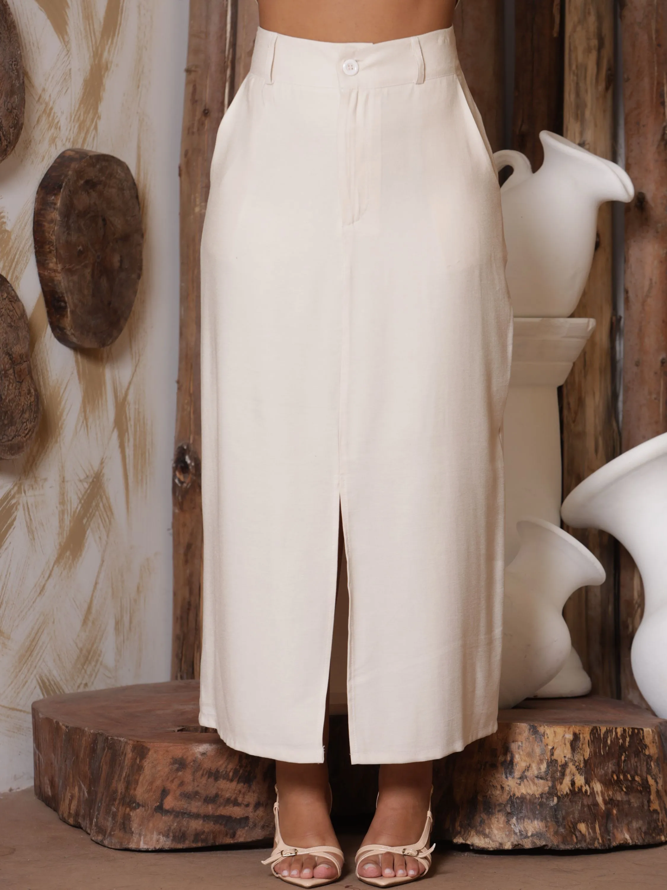 Saia Feminina Midi Cintura Alta Moda Social Evangélica