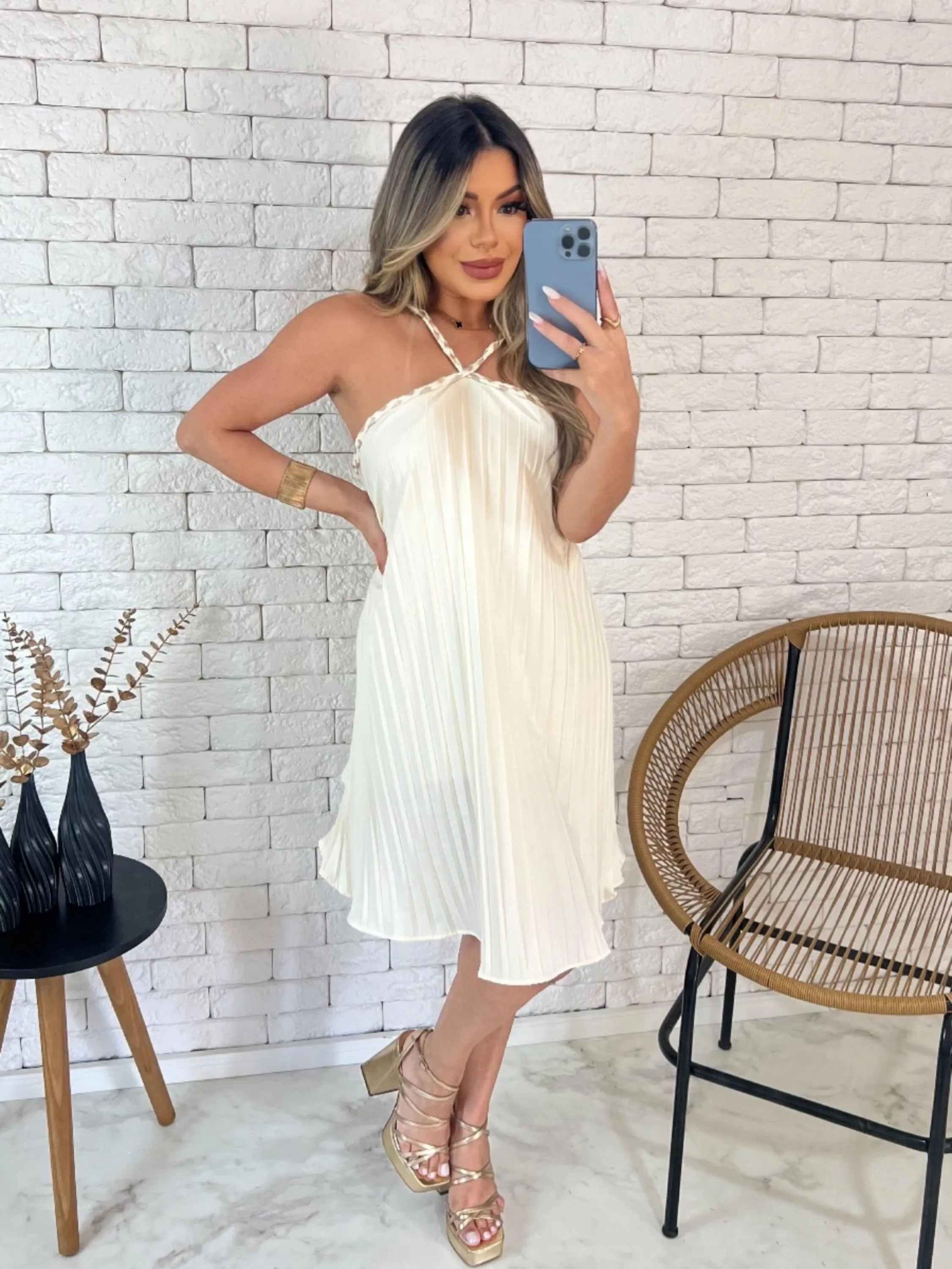 Vestido plissado Bianca