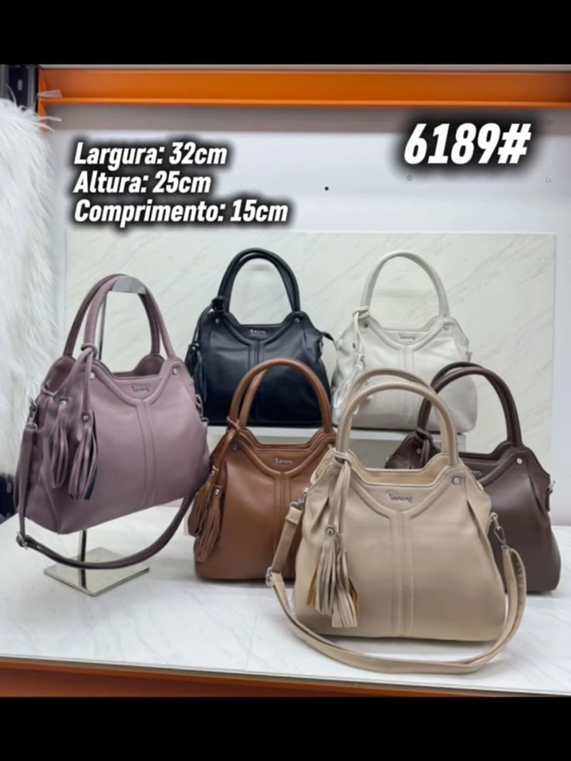 Bolsa media feminina dupla alça mao e transversal 6189#