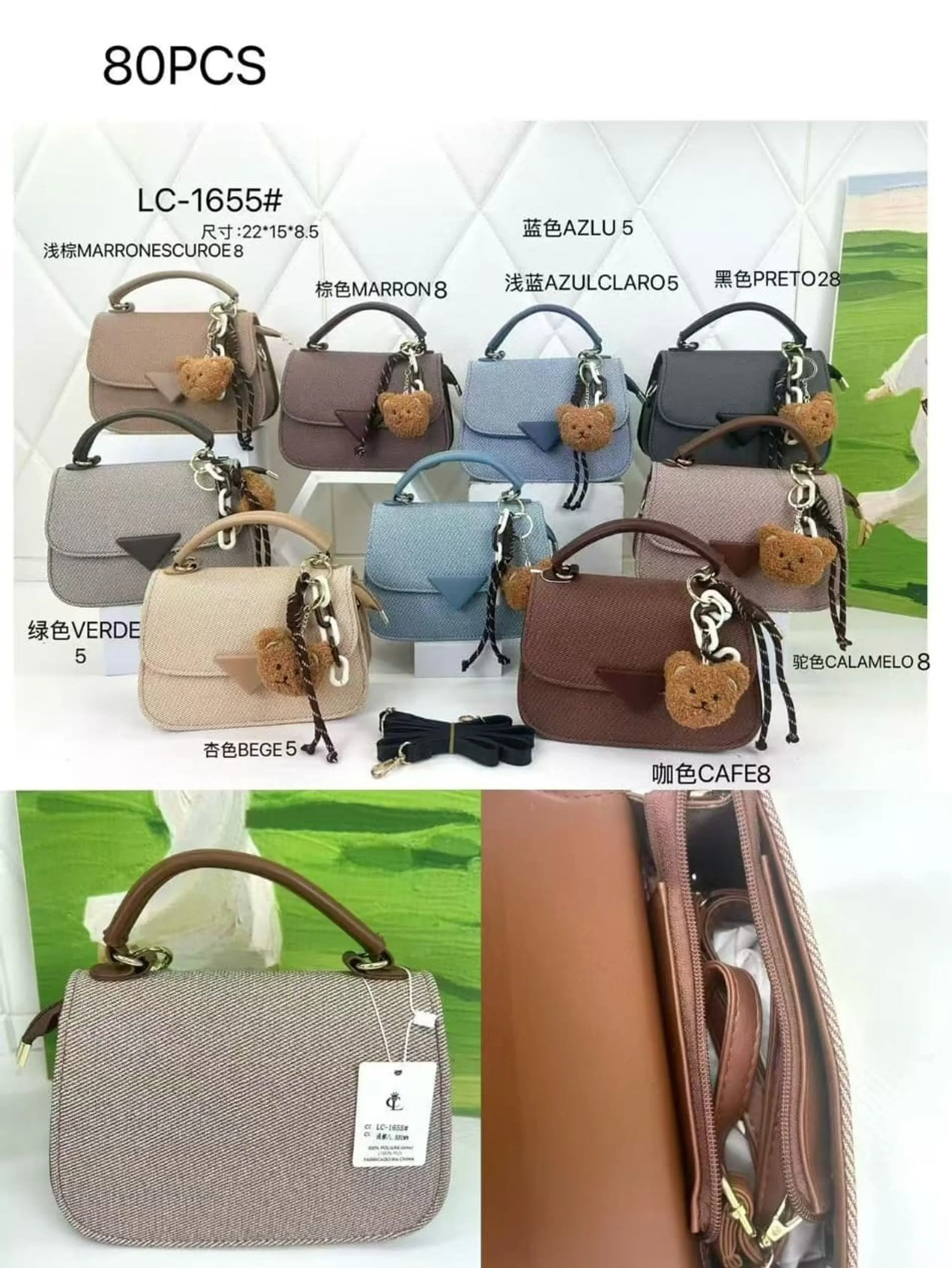 Bolsa Feminina Transversal com alça de Mão 1655#