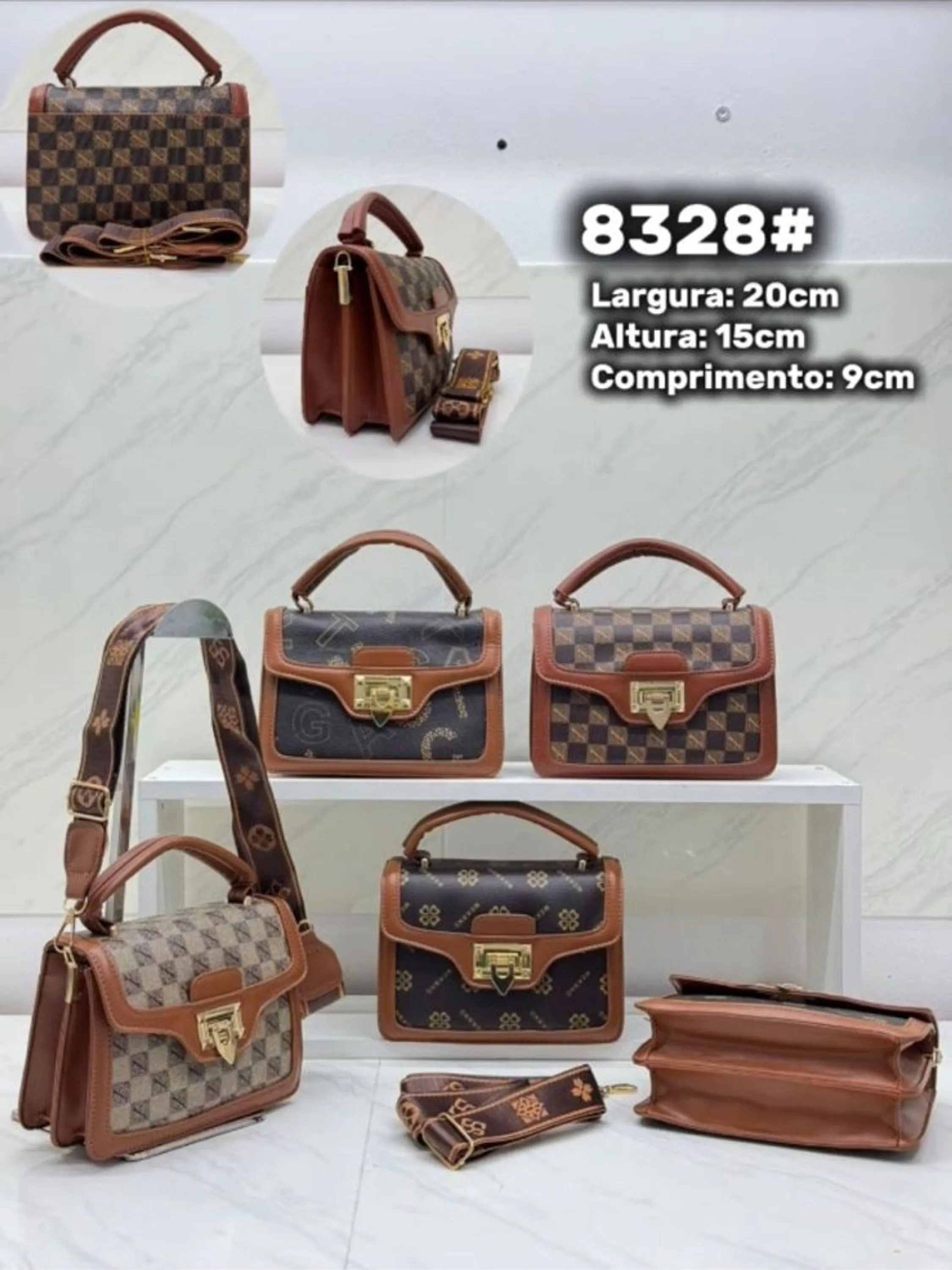 Bolsa FEM media luxo de mão e transversal de ombro 8328#