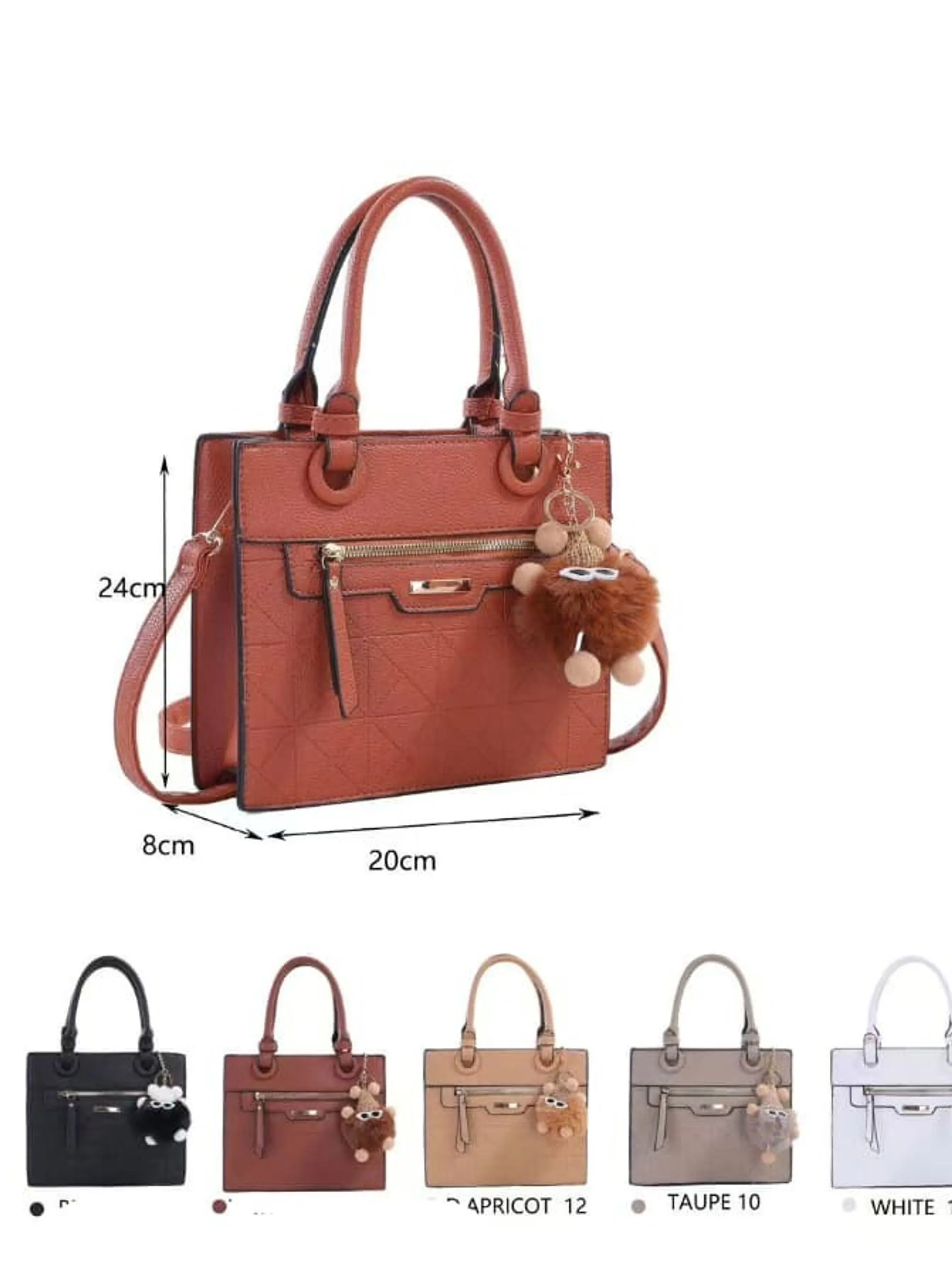 Bolsa feminina tote média transversal com chaveiro 044#