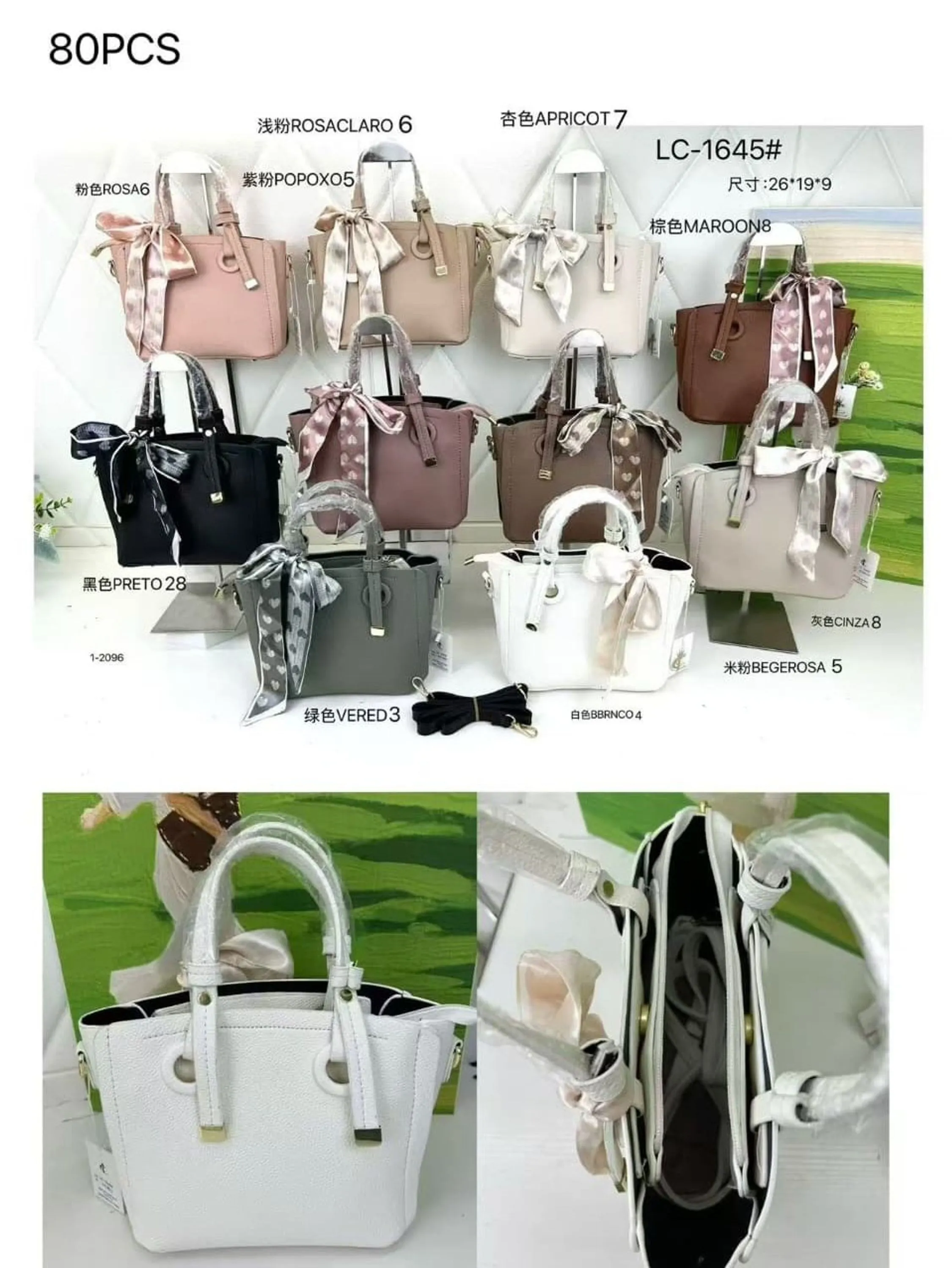 Bolsa Feminina Transversal Média Vintage com Laço 1645#