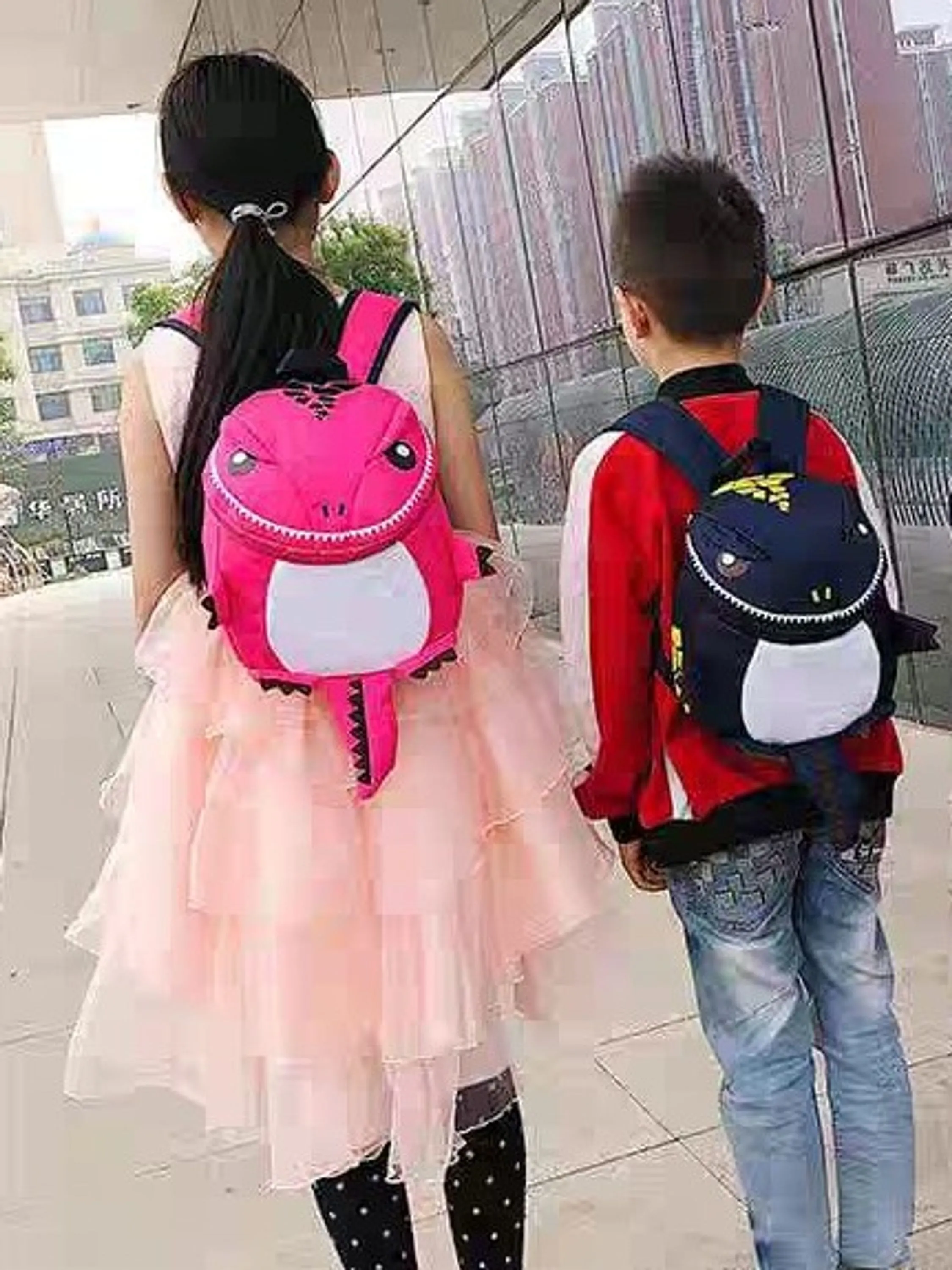 Mochila escolar infantil dinossauro - Dragão colorido D024#
