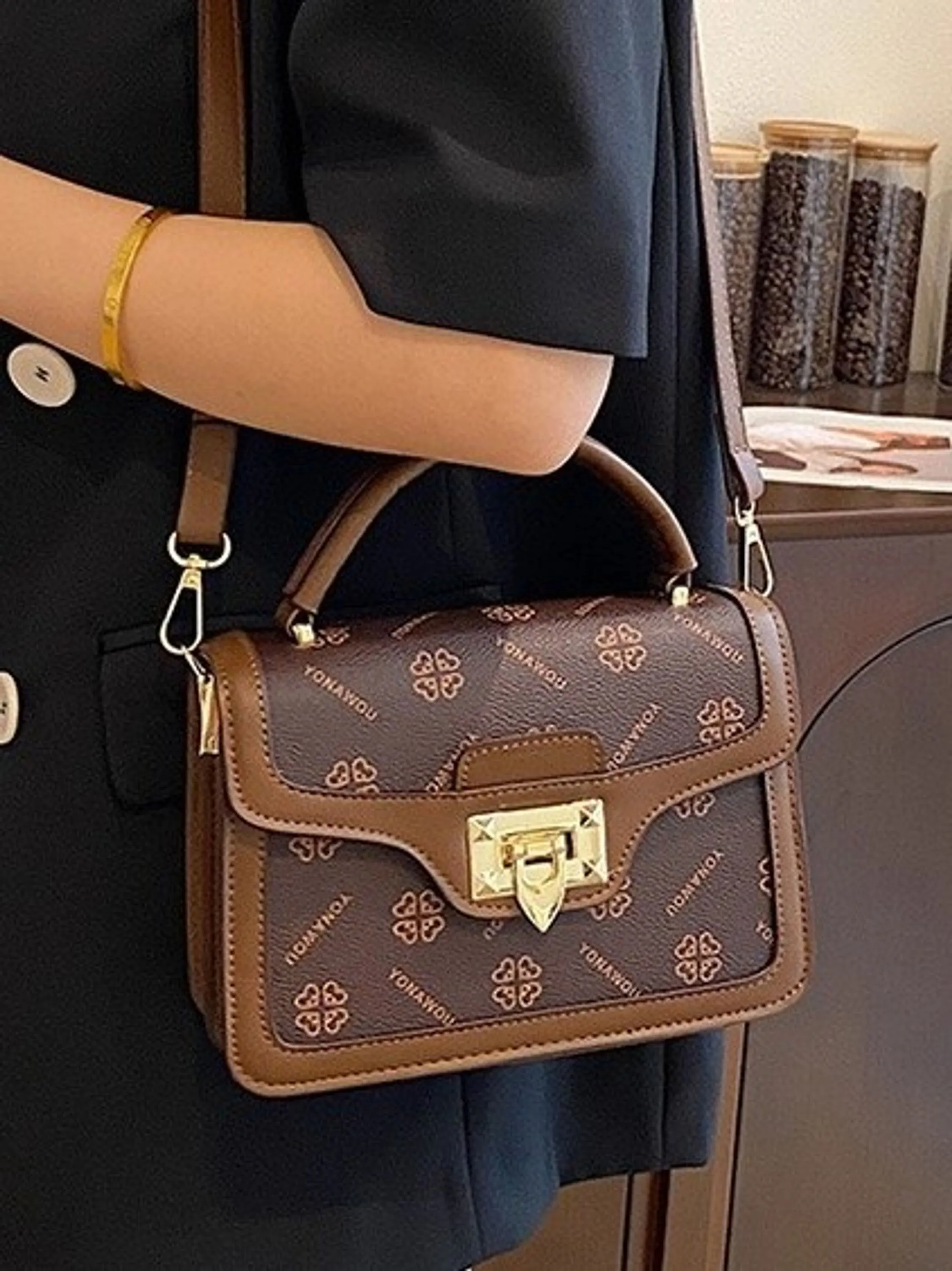 Bolsa FEM media luxo de mão e transversal de ombro 8328#