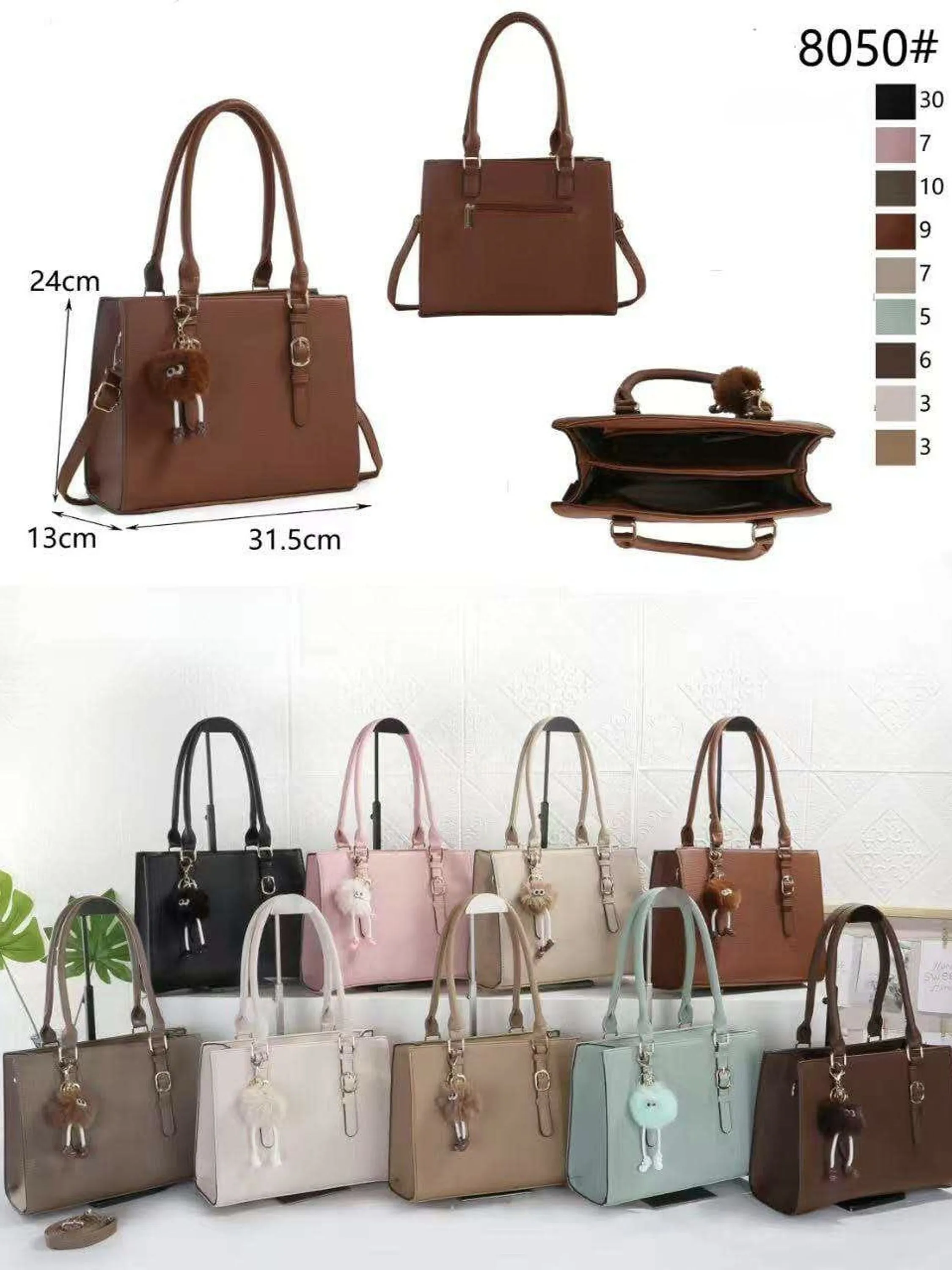 Bolsa Feminina Grande Alça Dupla e Transversal 8050#