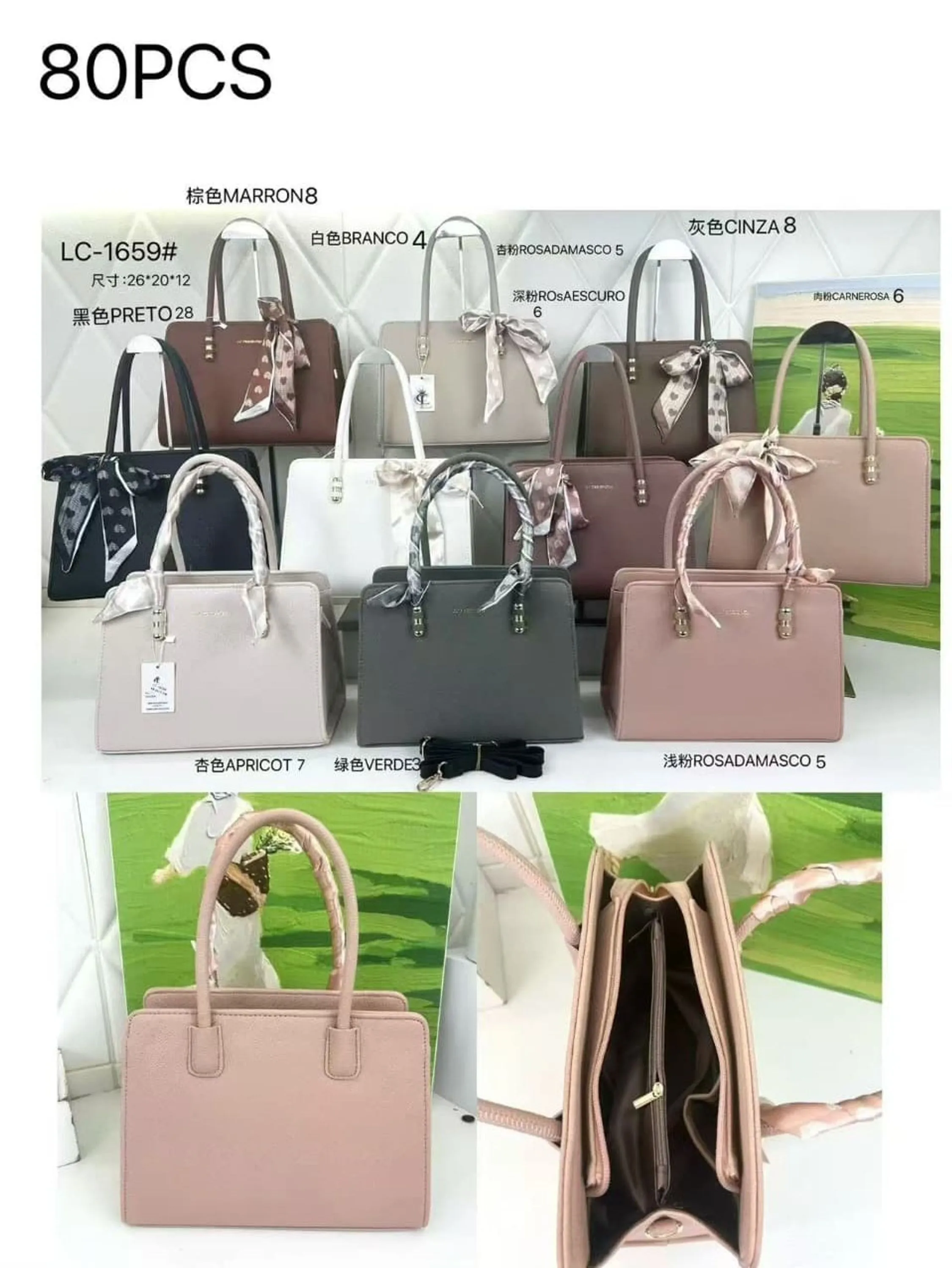 Bolsa Feminina Média Elegante Alça Dupla e Ombro 1659#