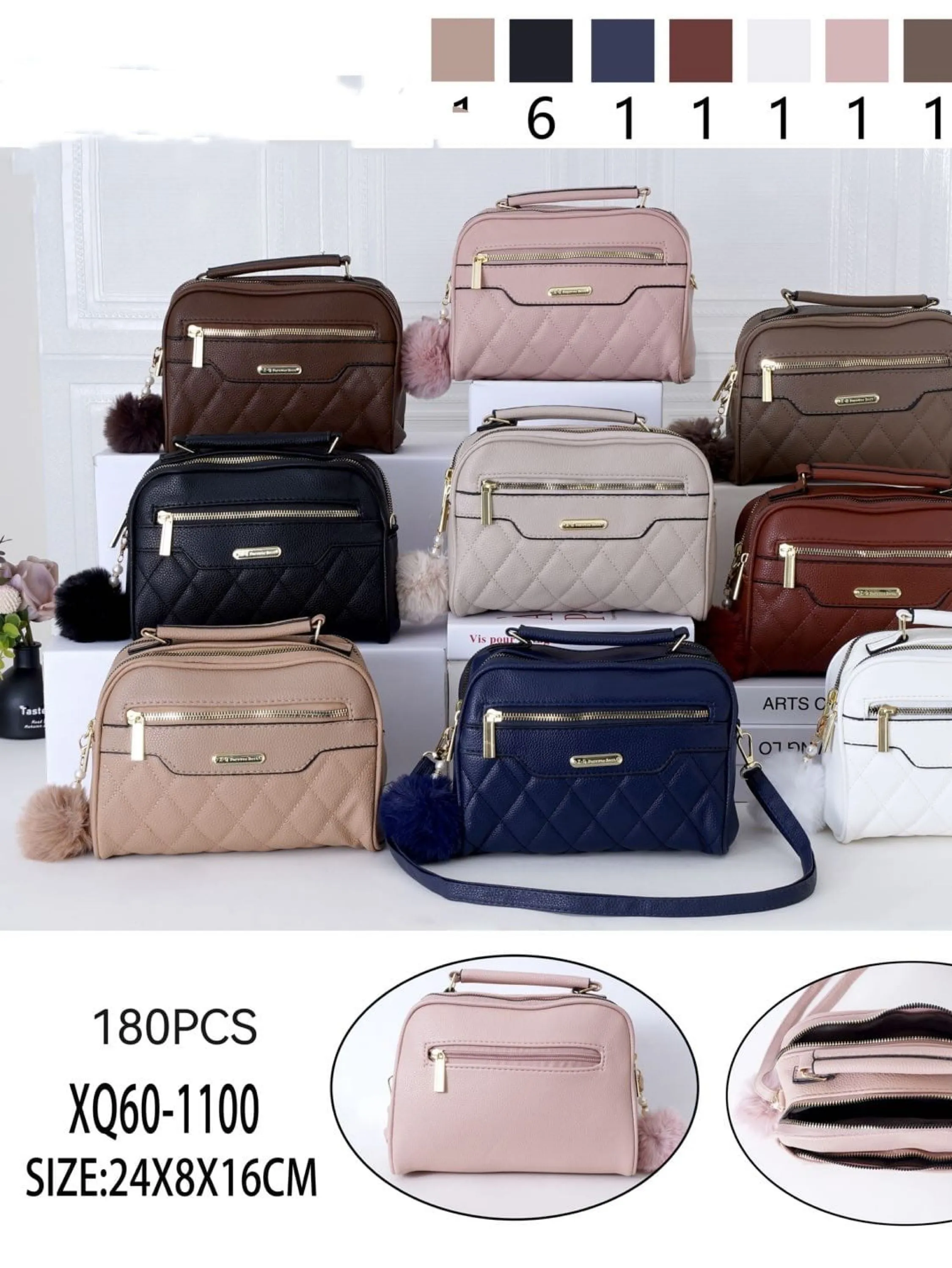 Bolsa feminina transversal com Pompom 60-1100