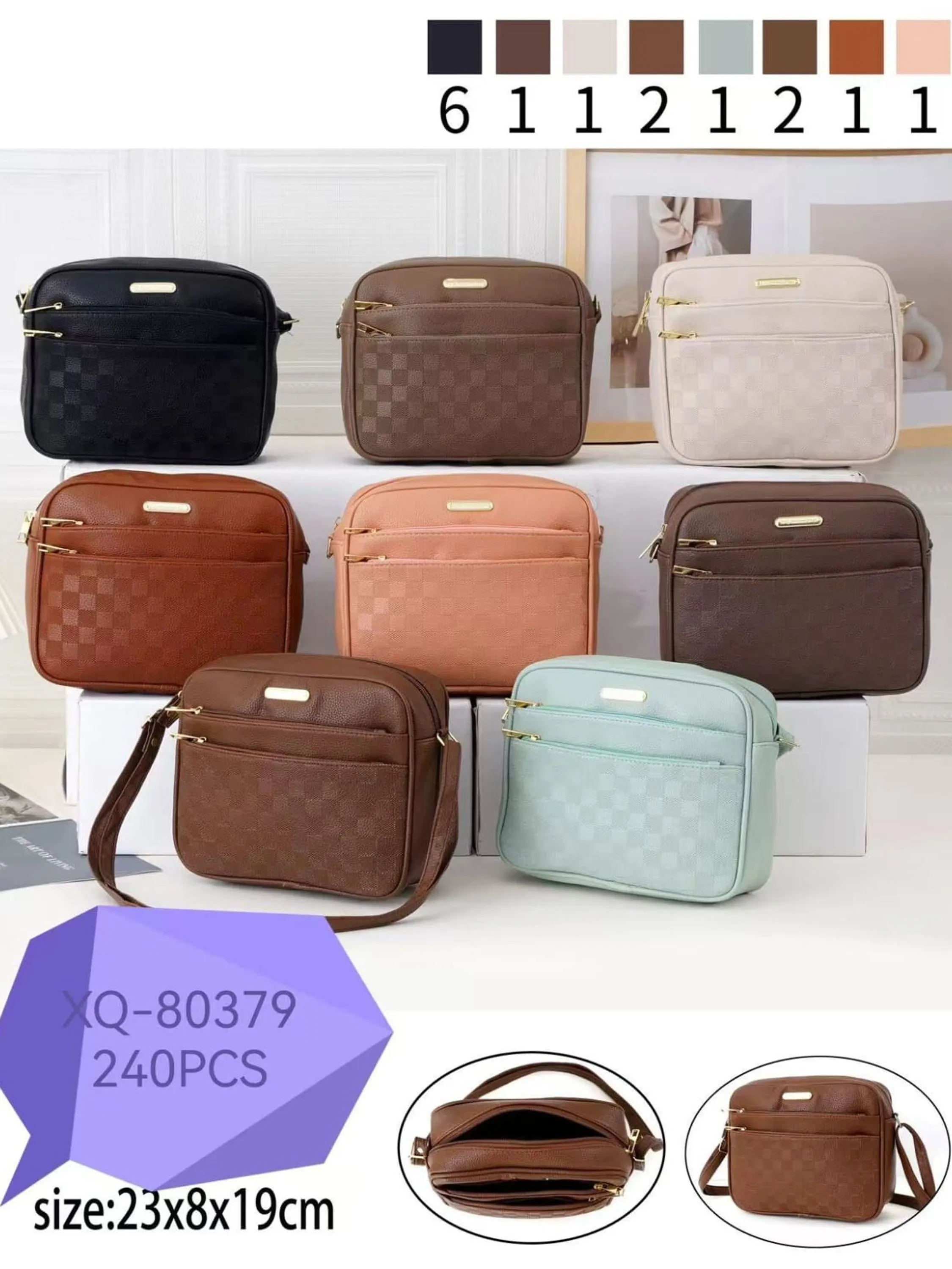 Bolsa Feminina Média Alça Ajustável Transversal 80379#