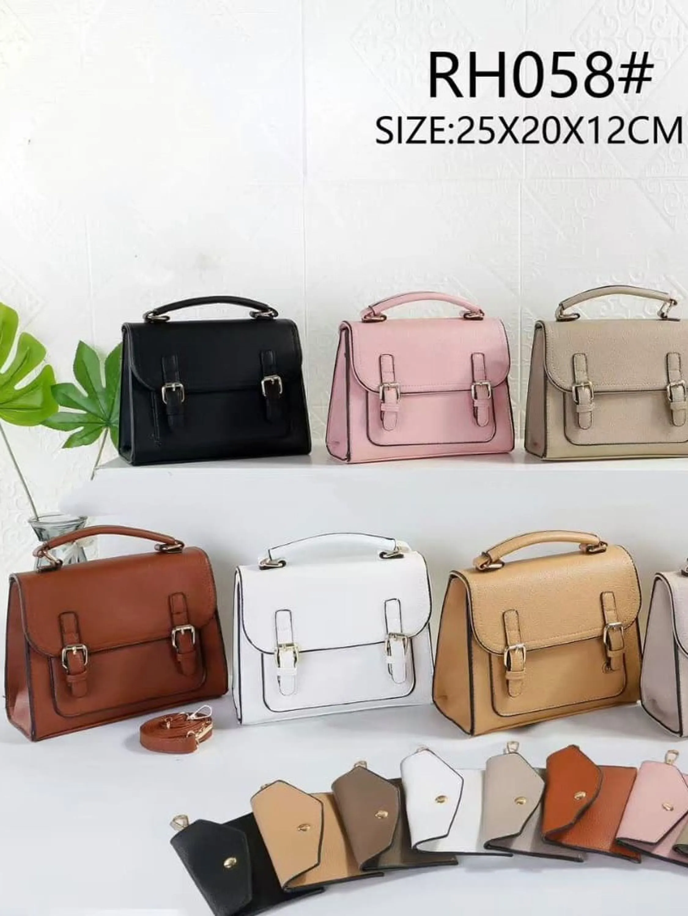Bolsa feminina média transversal com chaveiro 058#