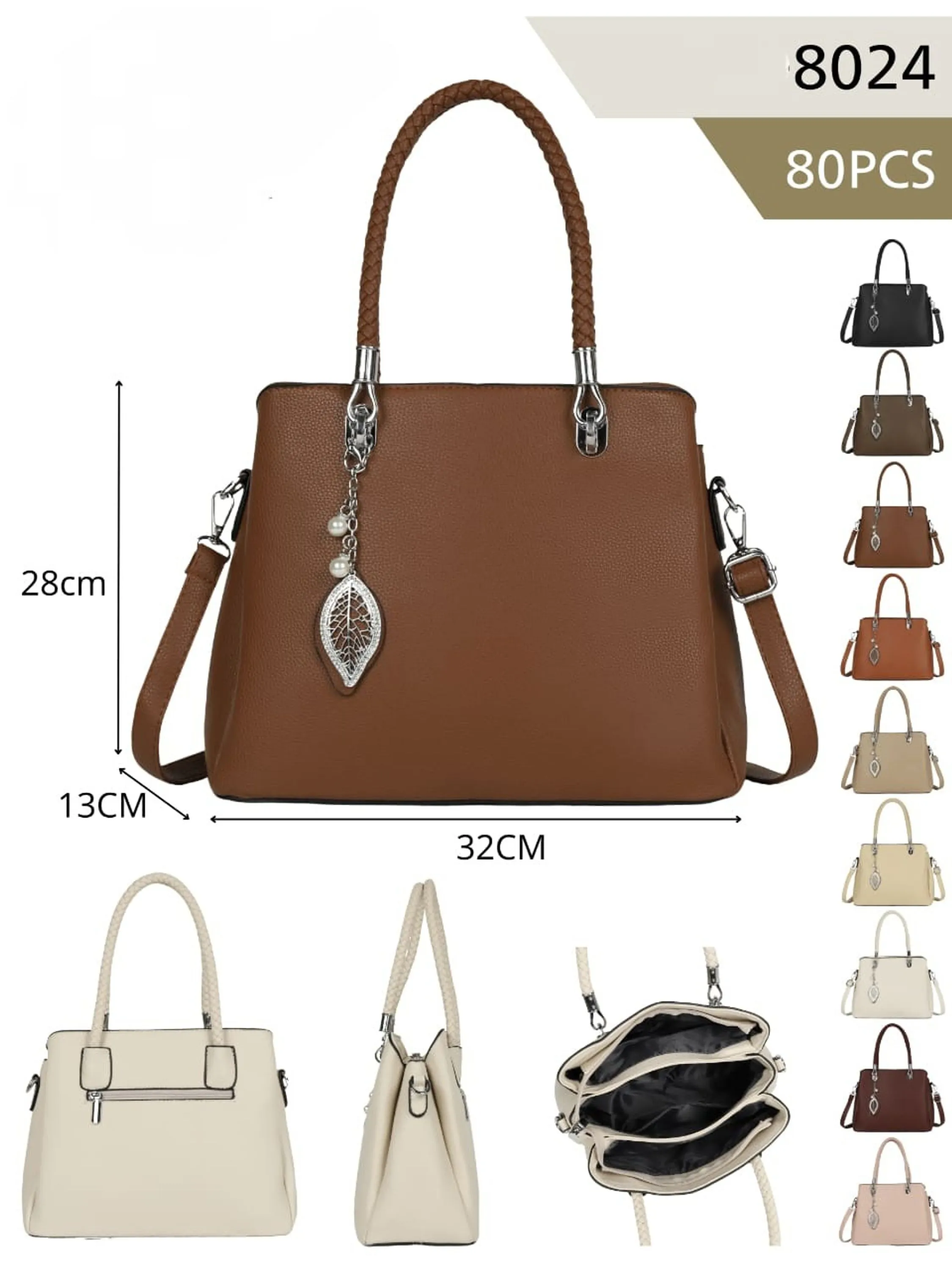 Bolsa Feminina estilo sacola grande casual de couro 8024#