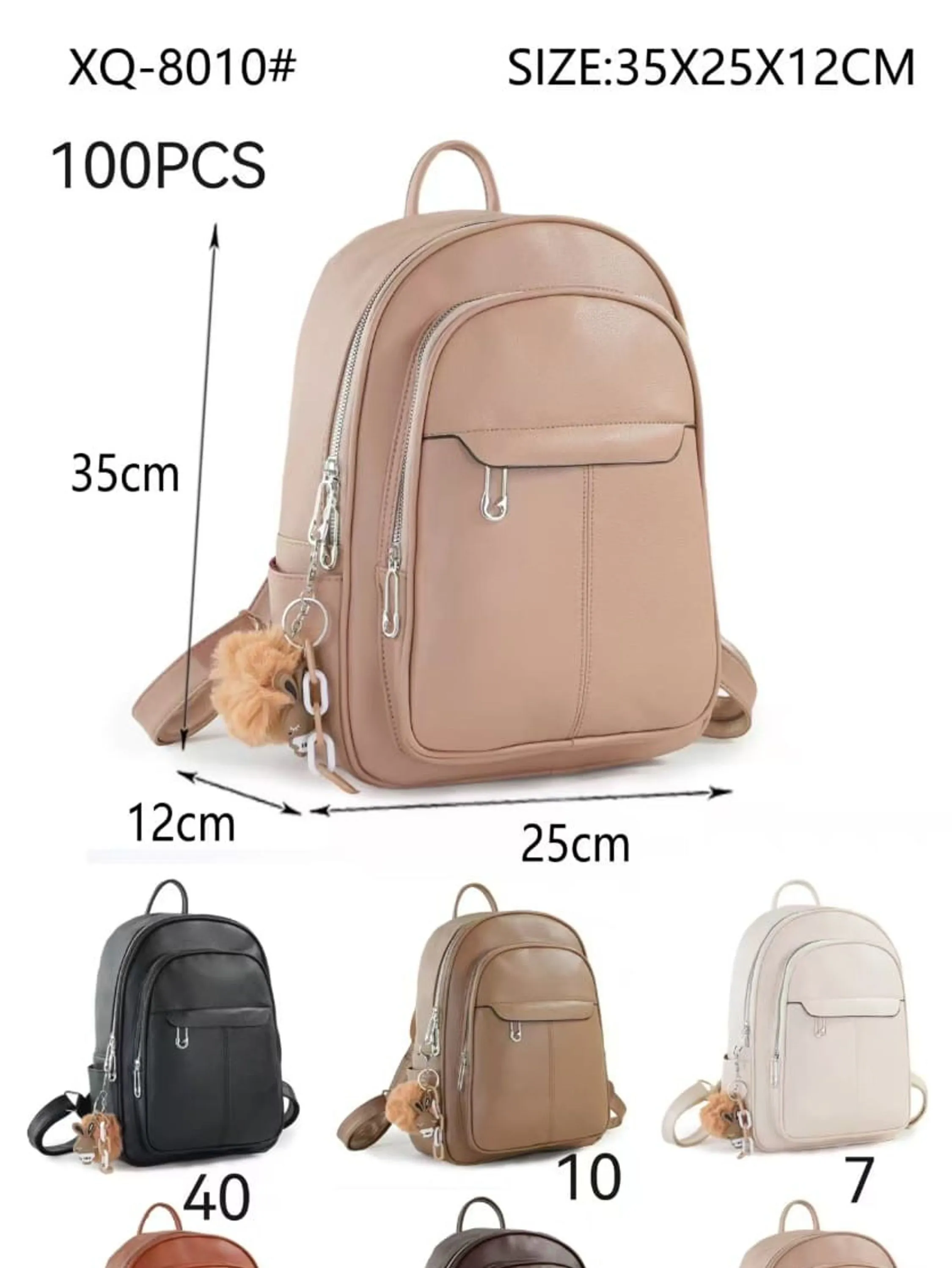Bolsa universitária e casual de couro com chaveiro 8010#