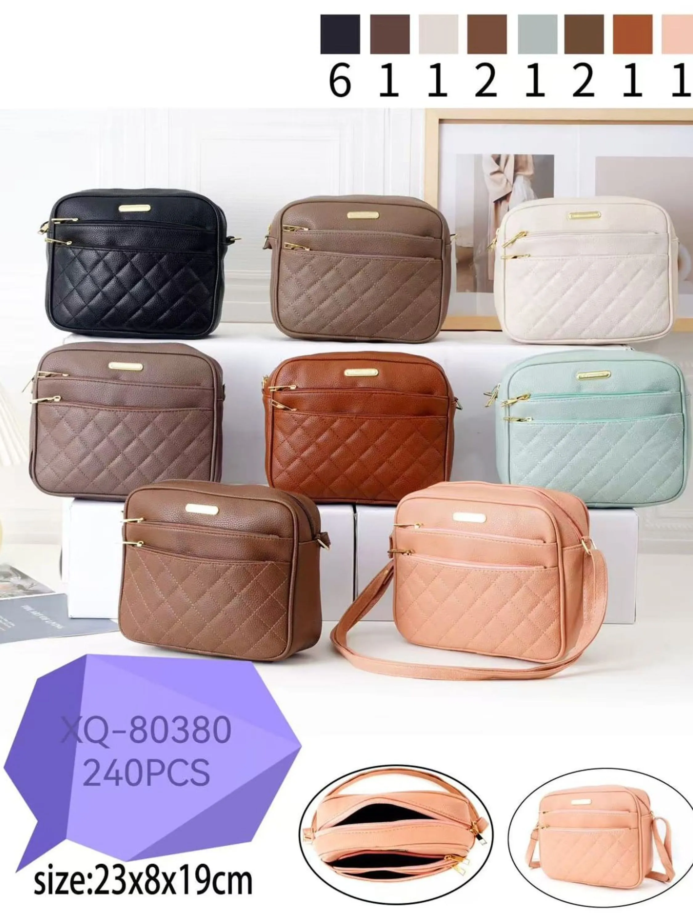 Bolsa Feminina Média Casual Transversal Ajustável 80380#