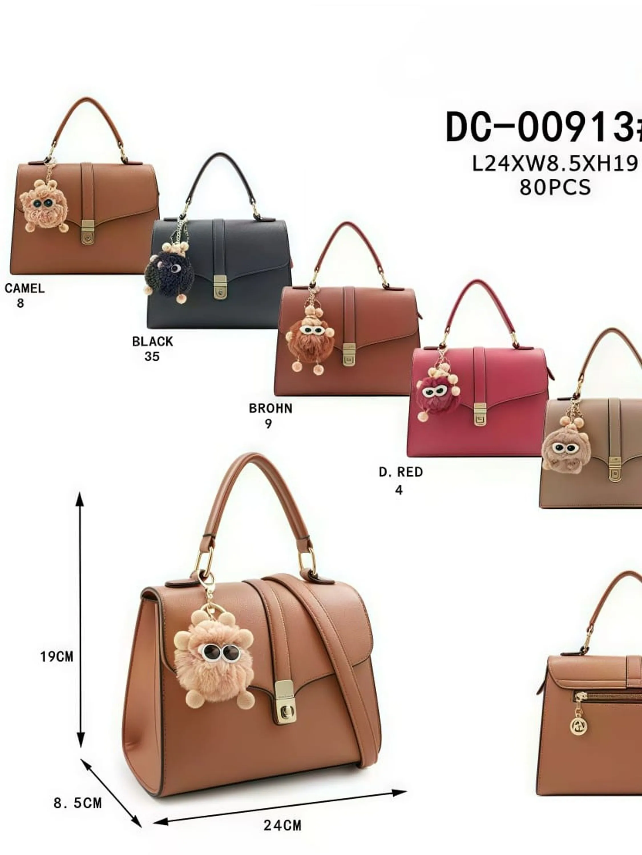 Bolsa feminina média transversal com chaveiro 00913#