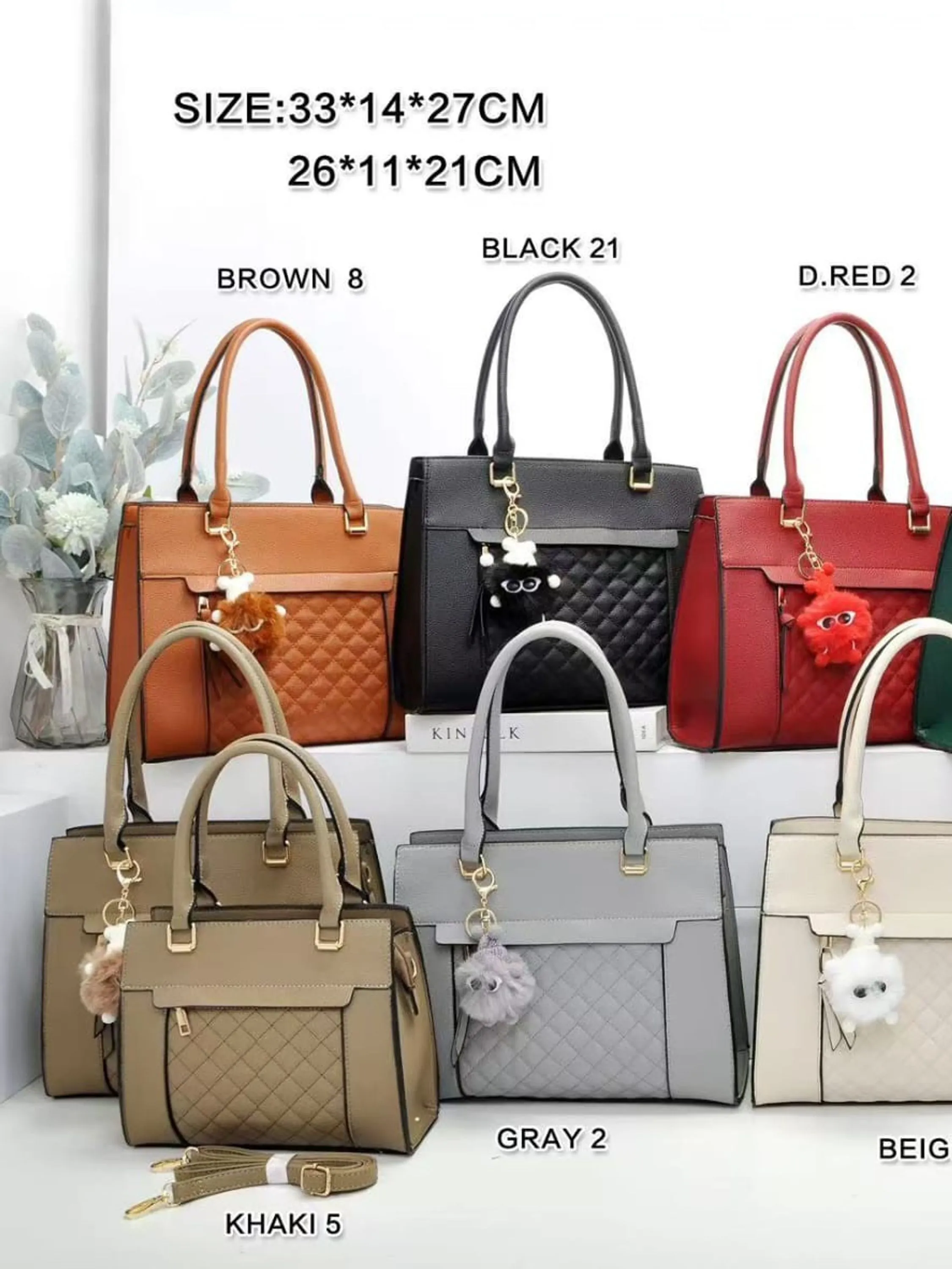 Kit de Bolsa Feminina 2 peças Elegante com detalhes 9148#
