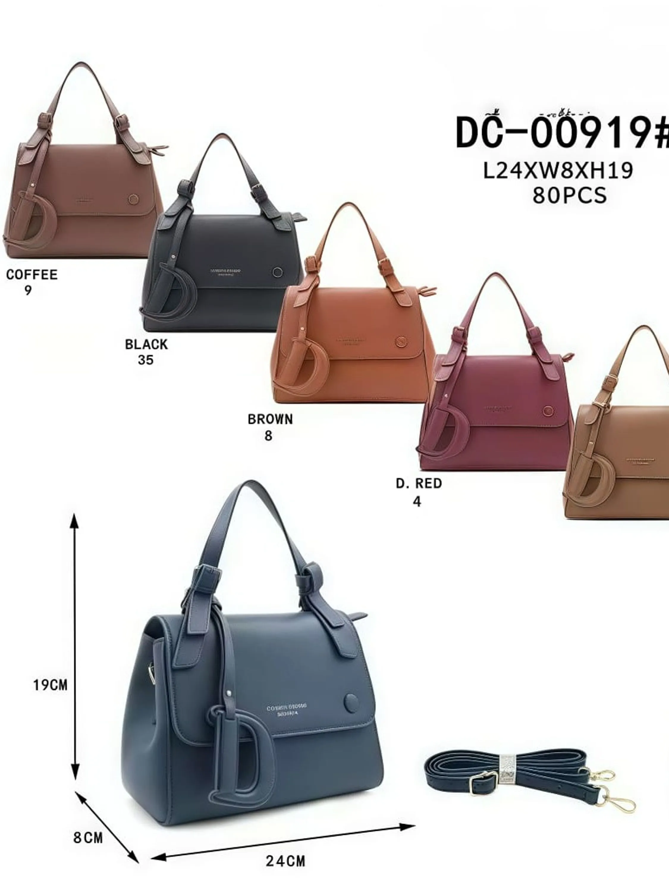 Bolsa feminina média com chaveiro e transversal 00919#