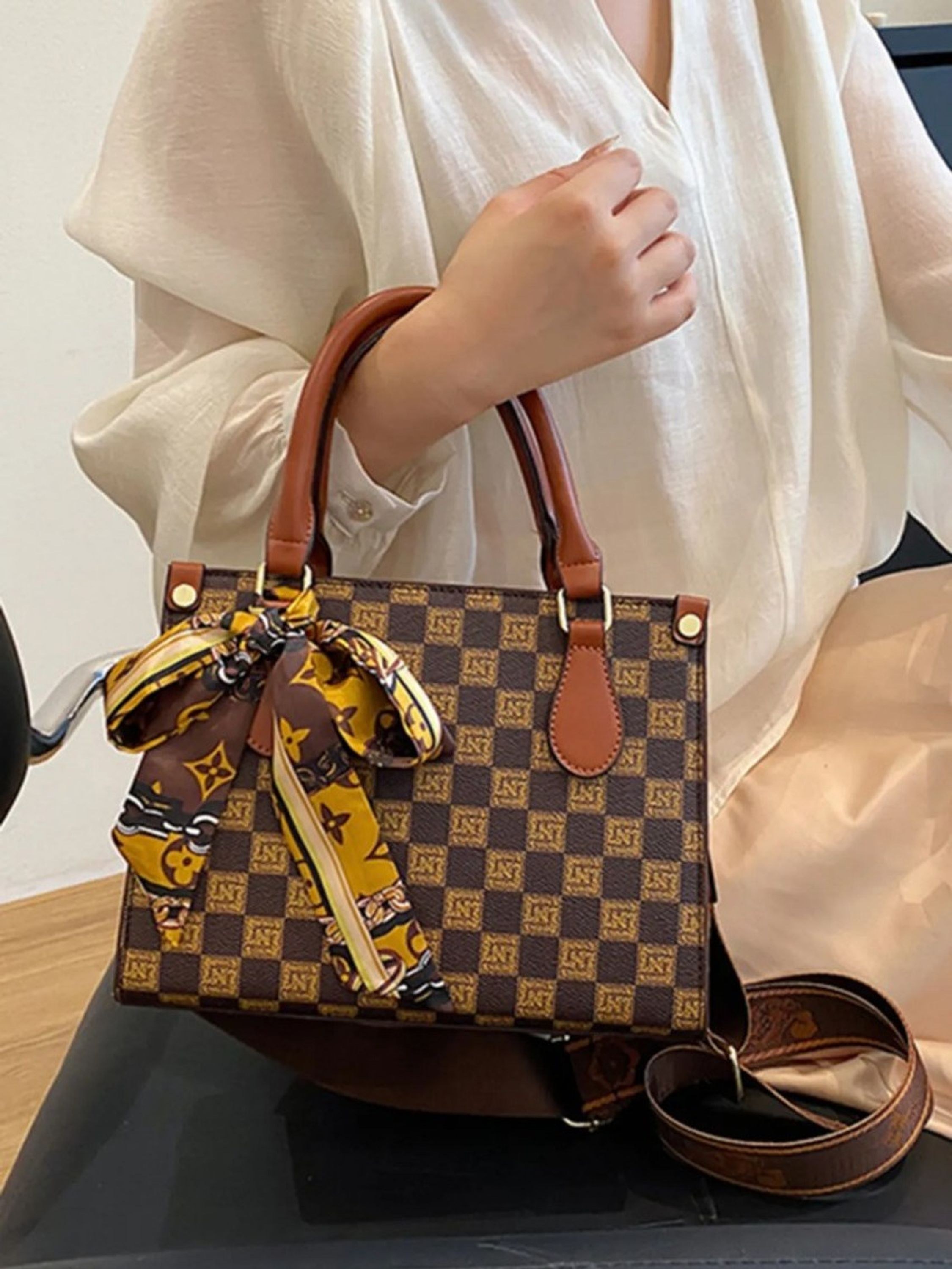 Bolsa grande feminina dupla alça estampada elegante 8362#