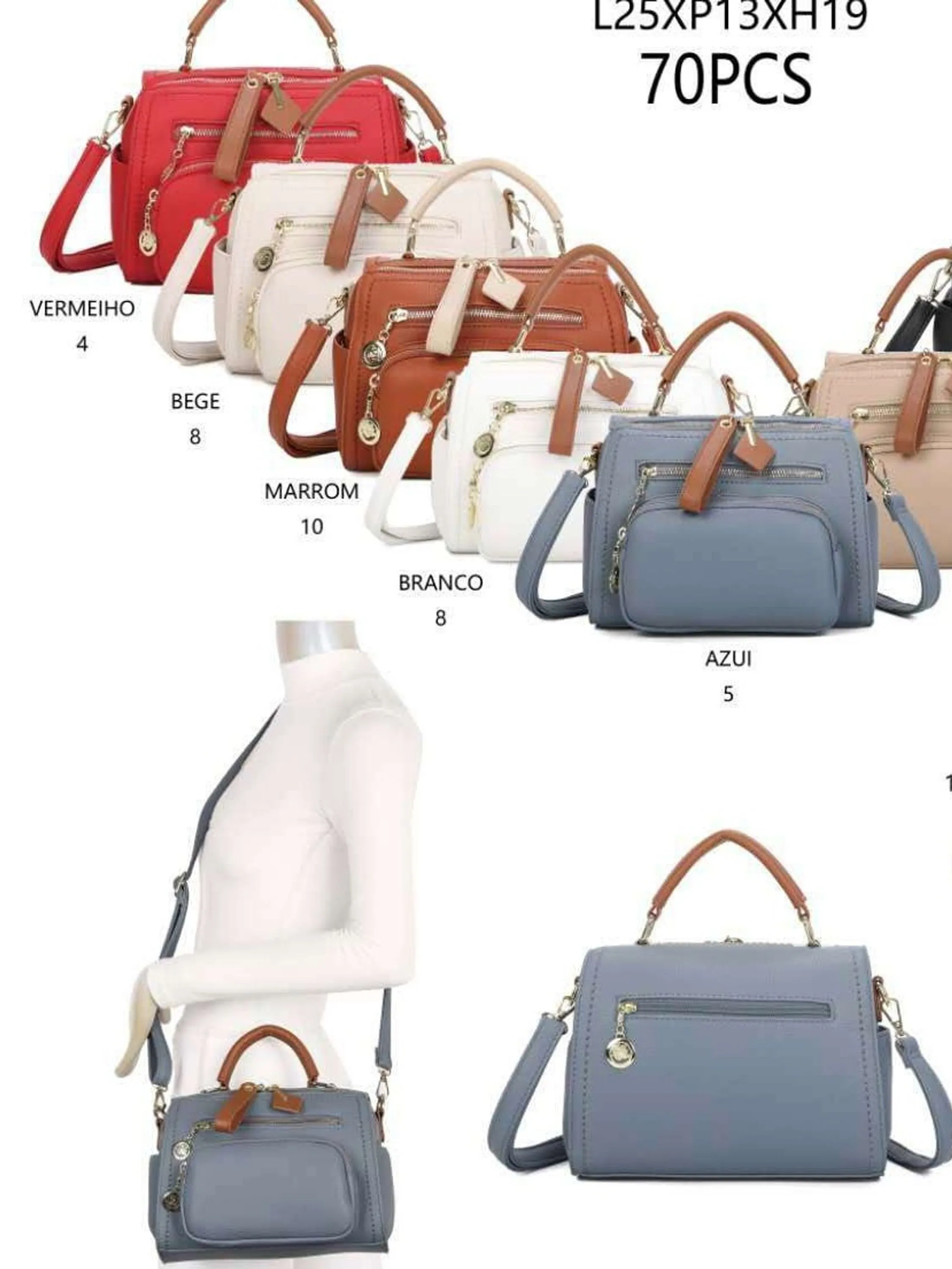Bolsa baú média elegante transversal de ombro 24054#
