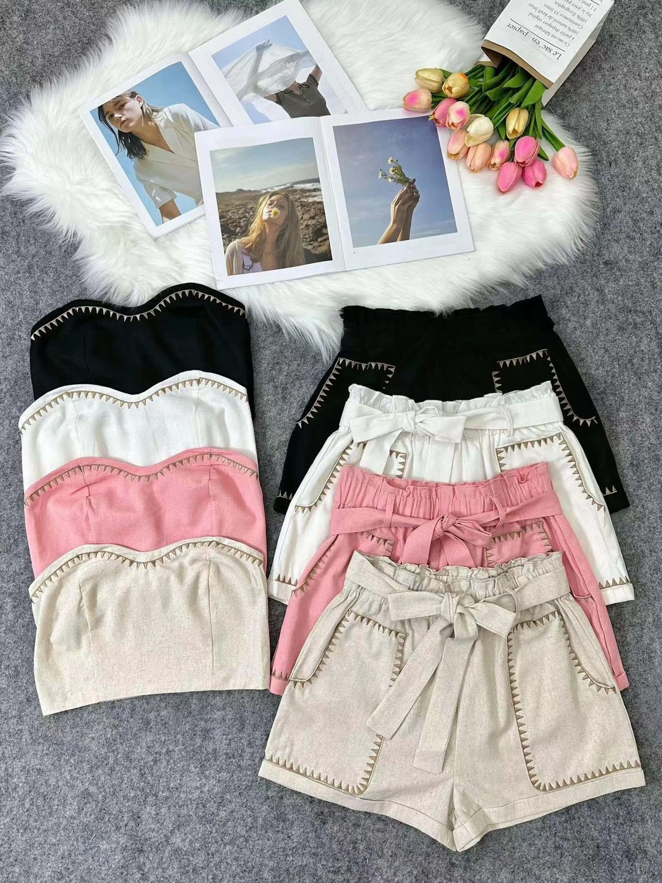 Conjunto Parte superior do tubo com shorts