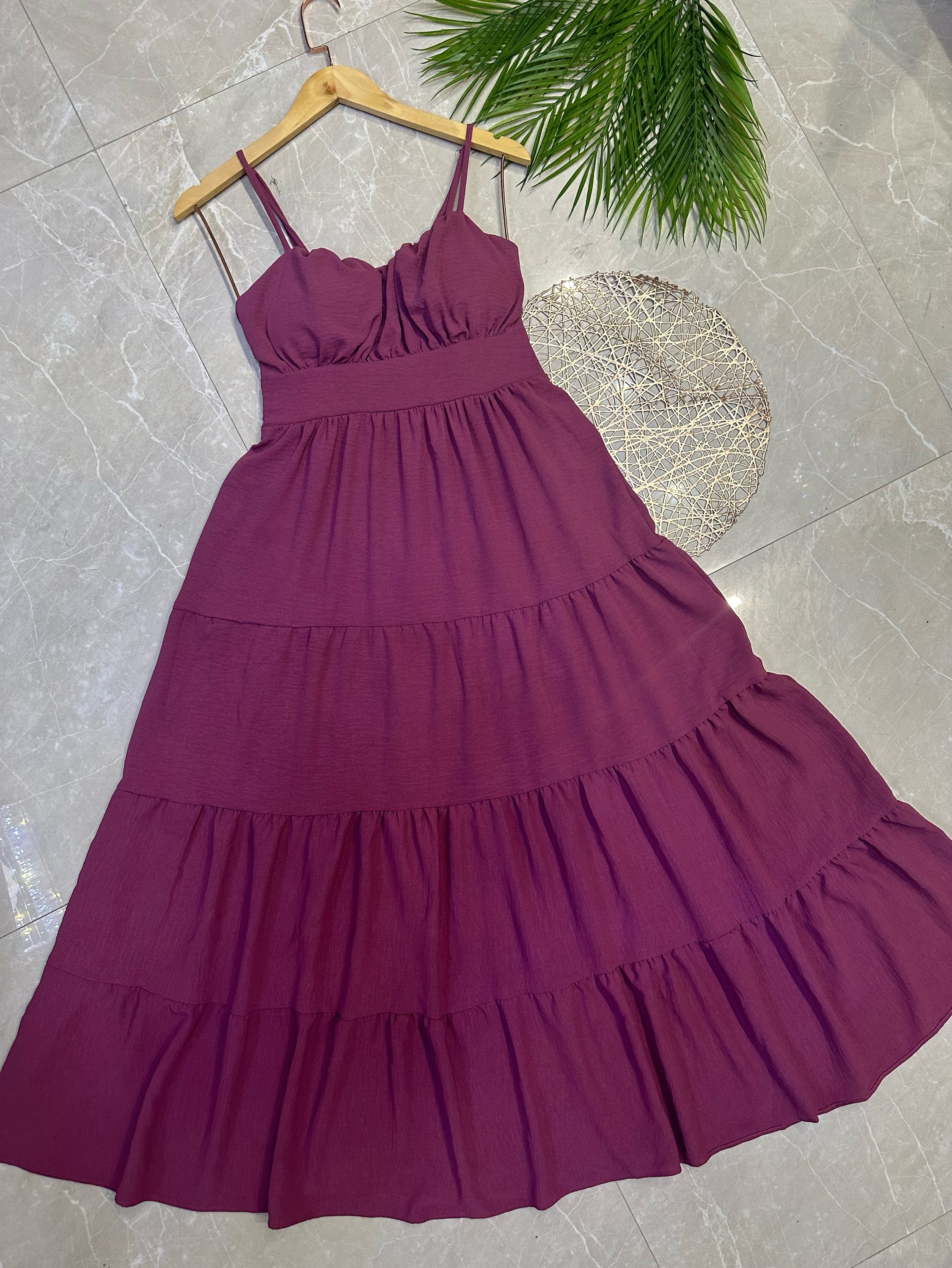 Vestido longo tecido duna com forro com bojo Maya modas