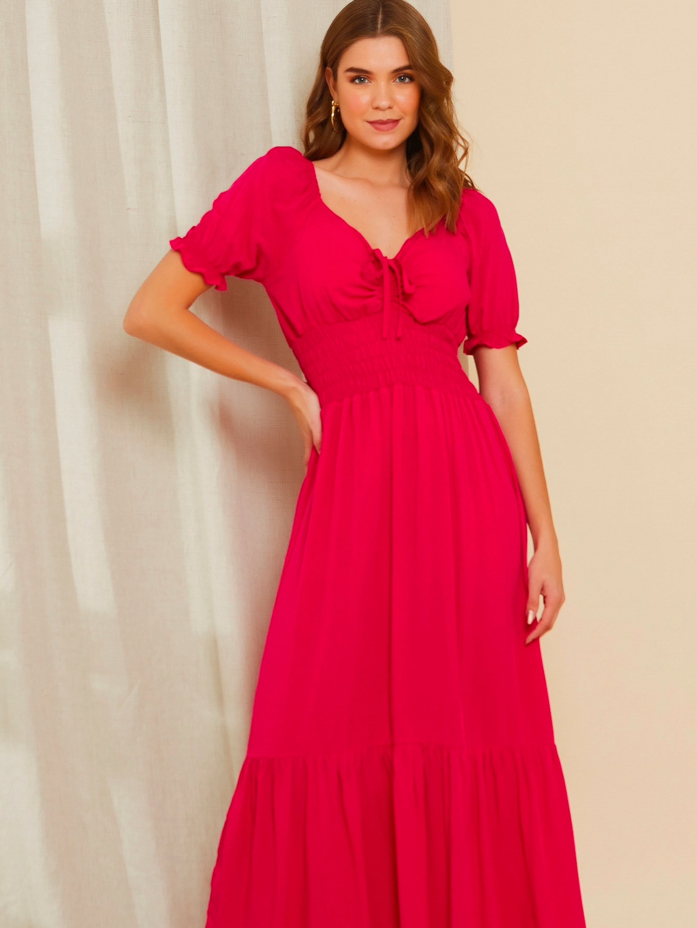 Vestido longo com forro viscose Maya modas