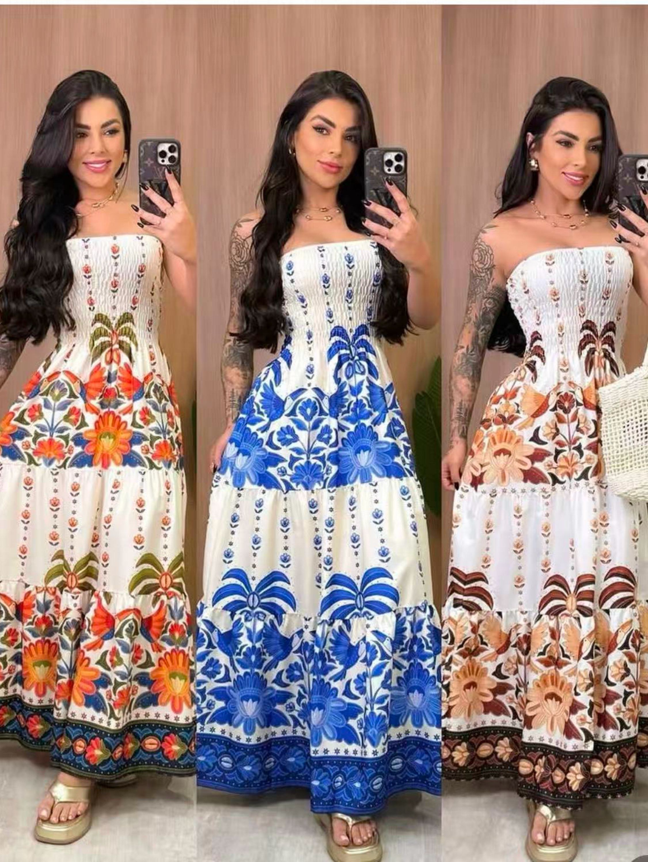 Vestido longo crepinho Maya modas